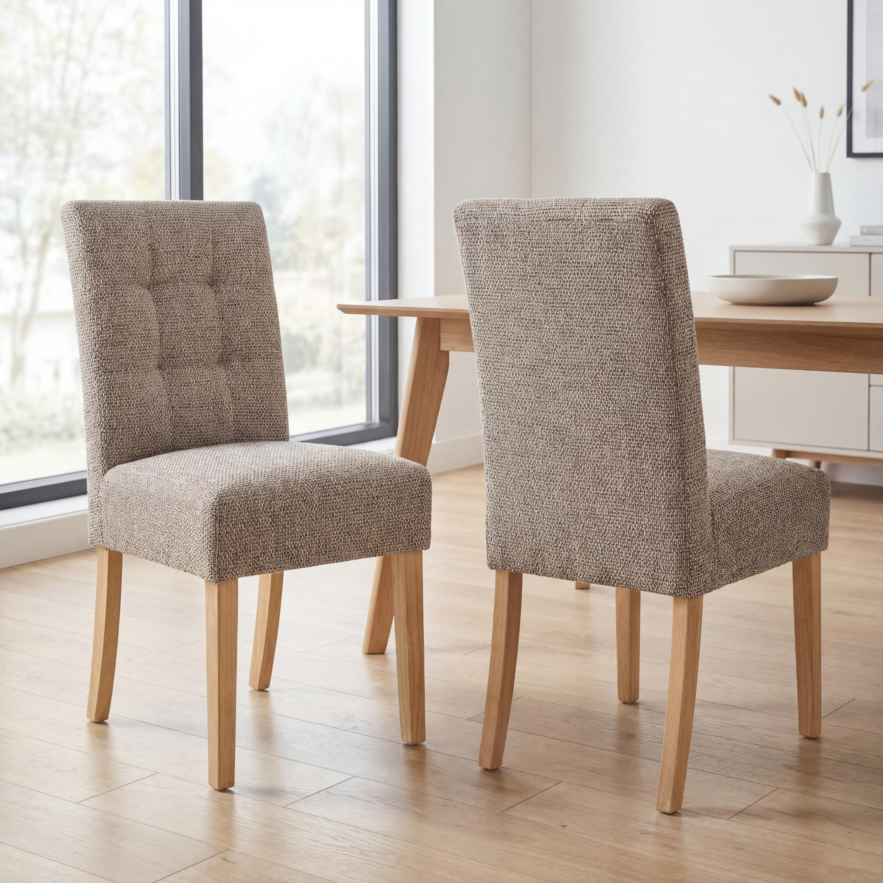 Oatmeal - Shankar - Set of 2 Moseley Tweed Oatmeal Dining Chairs - 1