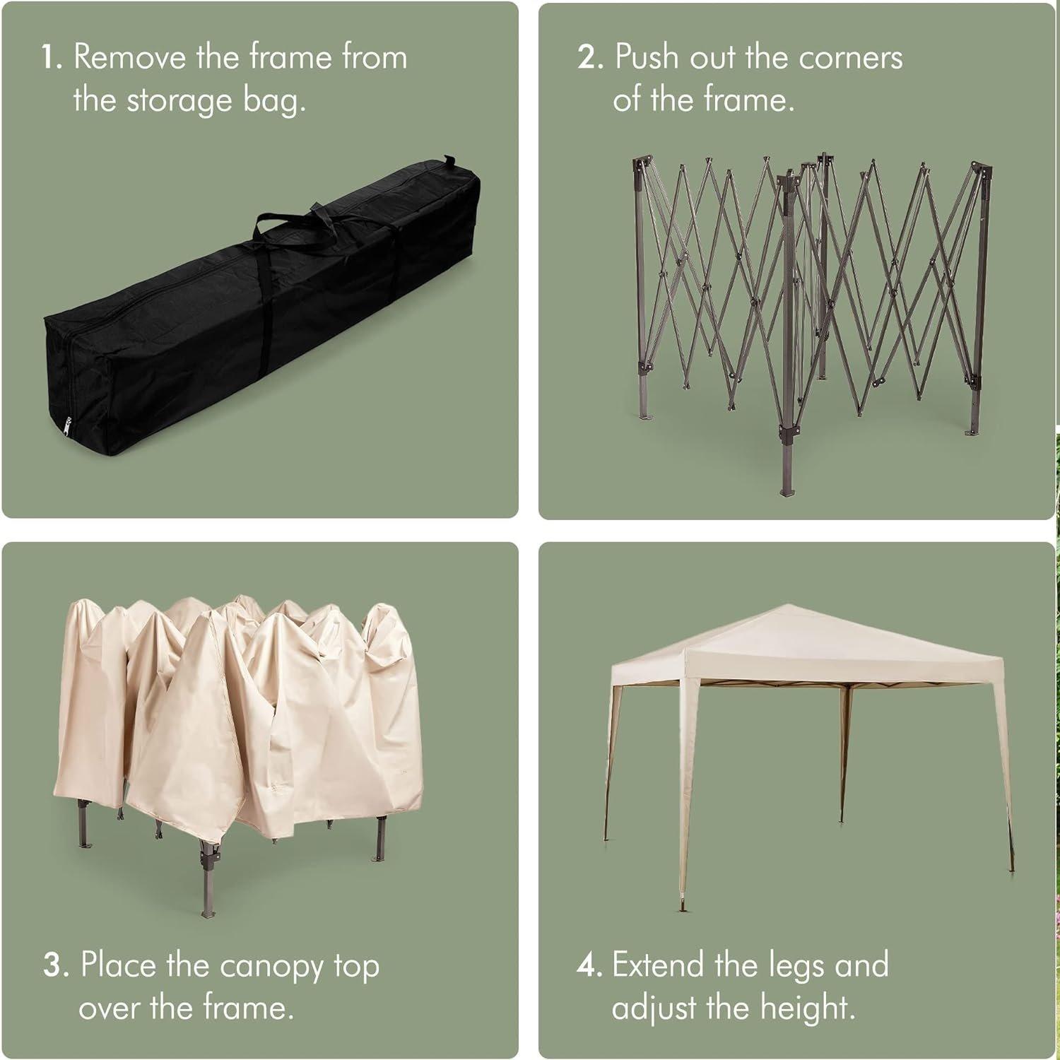 Cream - VonHaus - VonHaus Pop Up Gazebo 3 x 3m - 4