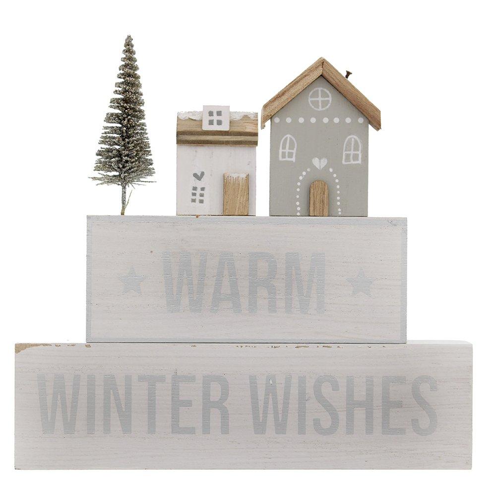 White - Something Different - 20cm Warm Winter Wishes Stacked Block Sign