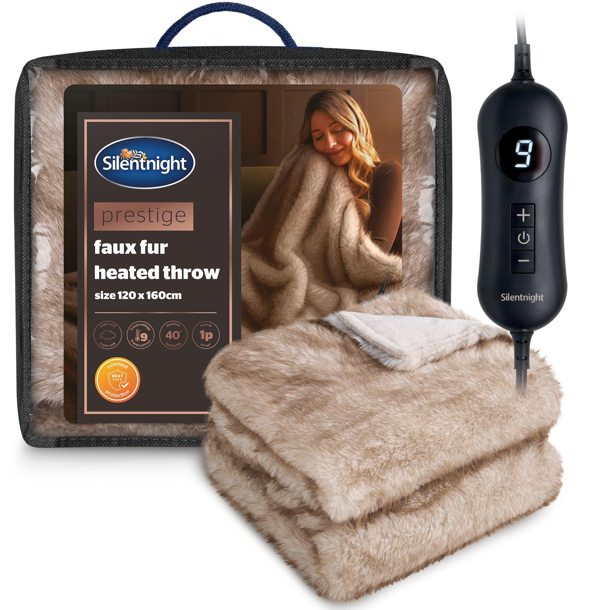 Brown - Silentnight - Prestige Faux Fur Heated Throw - 1