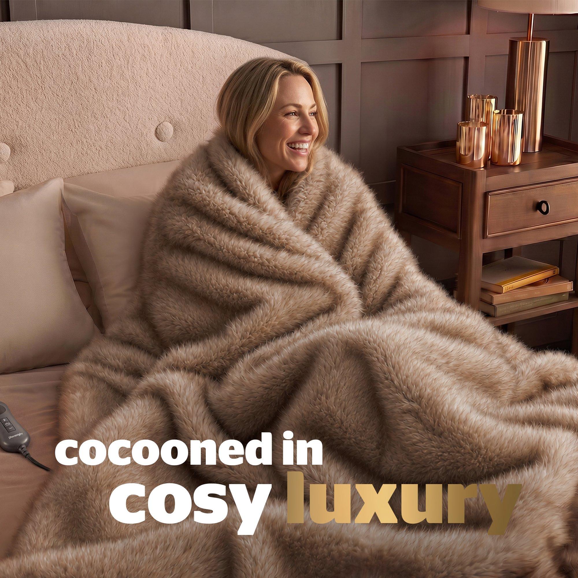 Brown - Silentnight - Prestige Faux Fur Heated Throw - 2