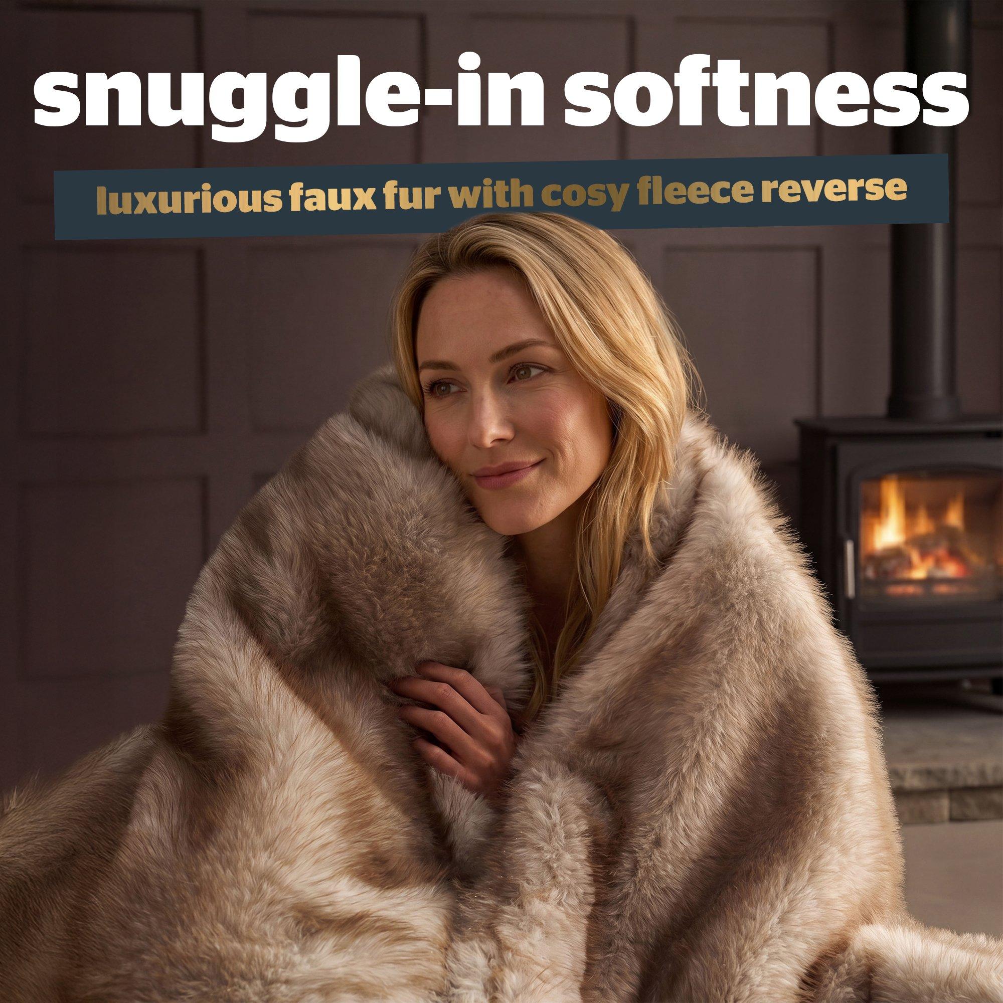 Brown - Silentnight - Prestige Faux Fur Heated Throw - 3