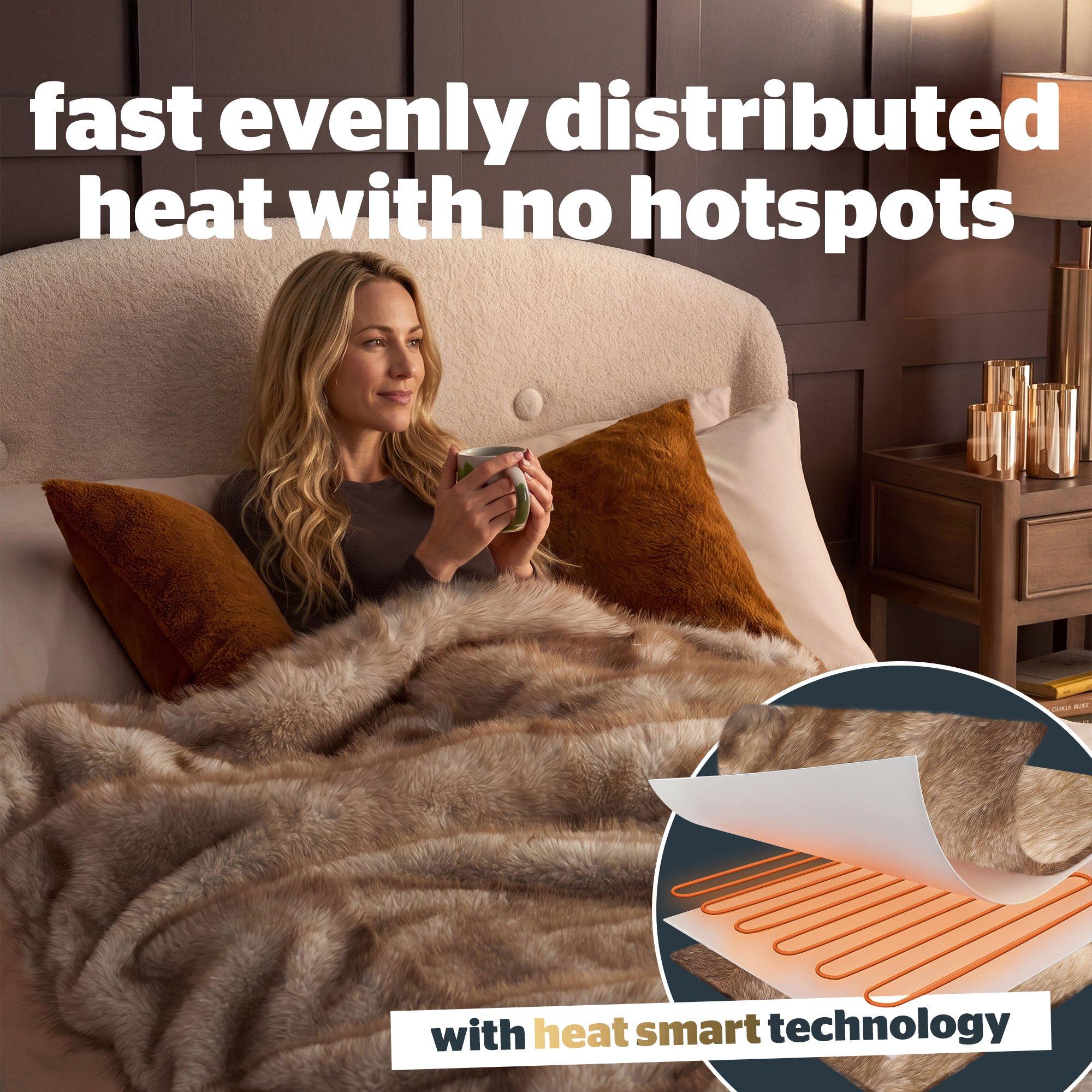 Brown - Silentnight - Prestige Faux Fur Heated Throw - 4