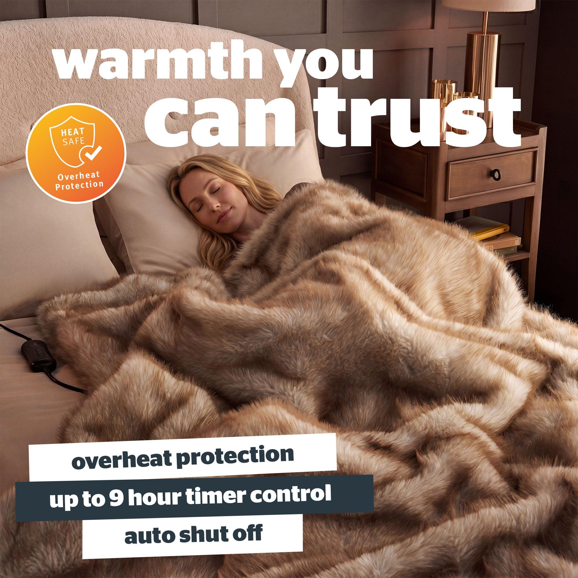 Brown - Silentnight - Prestige Faux Fur Heated Throw - 6