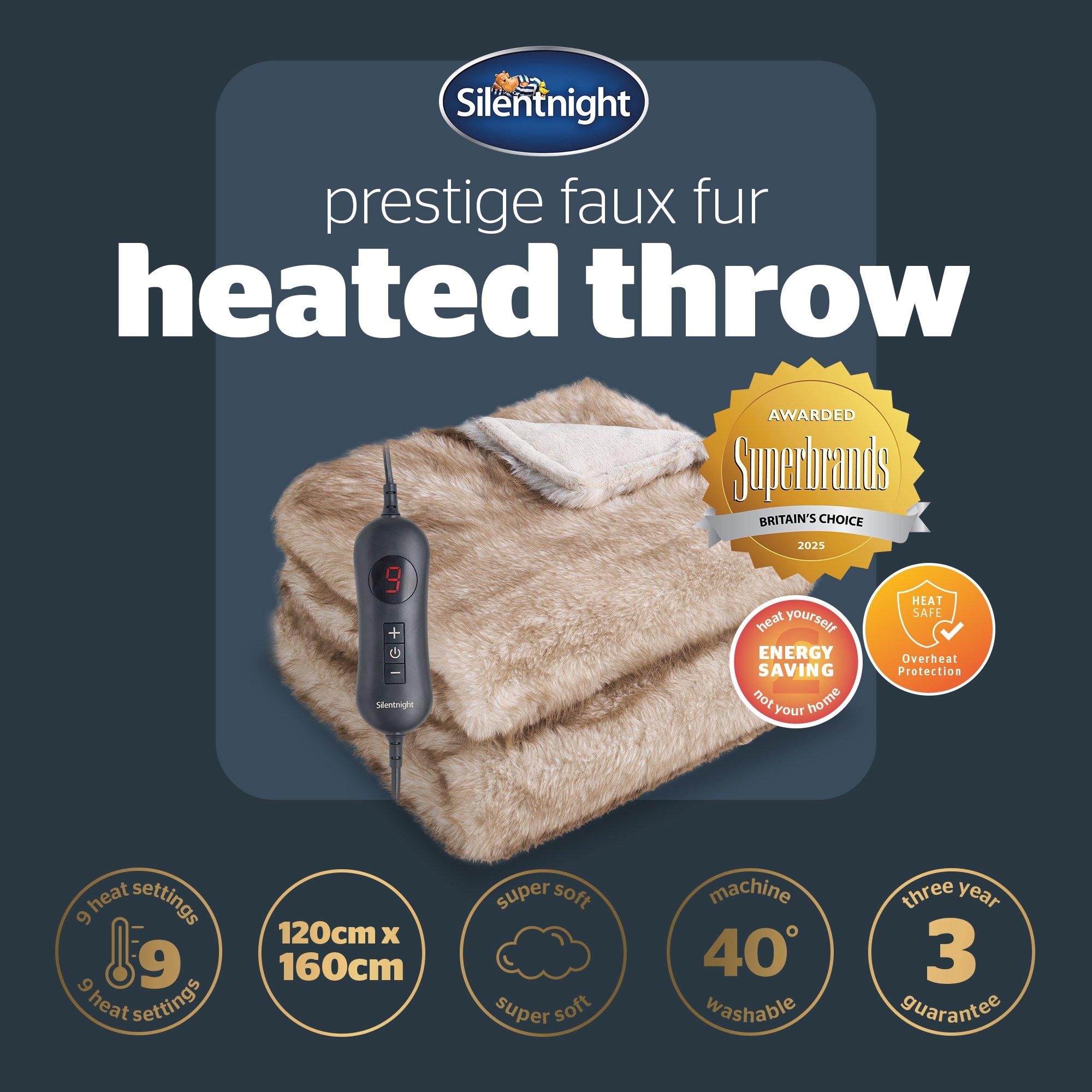 Brown - Silentnight - Prestige Faux Fur Heated Throw - 9