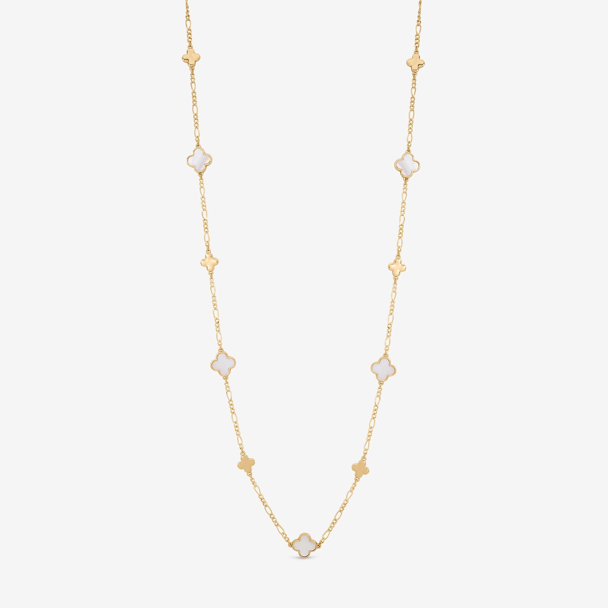 Gold - Inicio - Gold Plated Polished Mother of Pearl Long Clover N