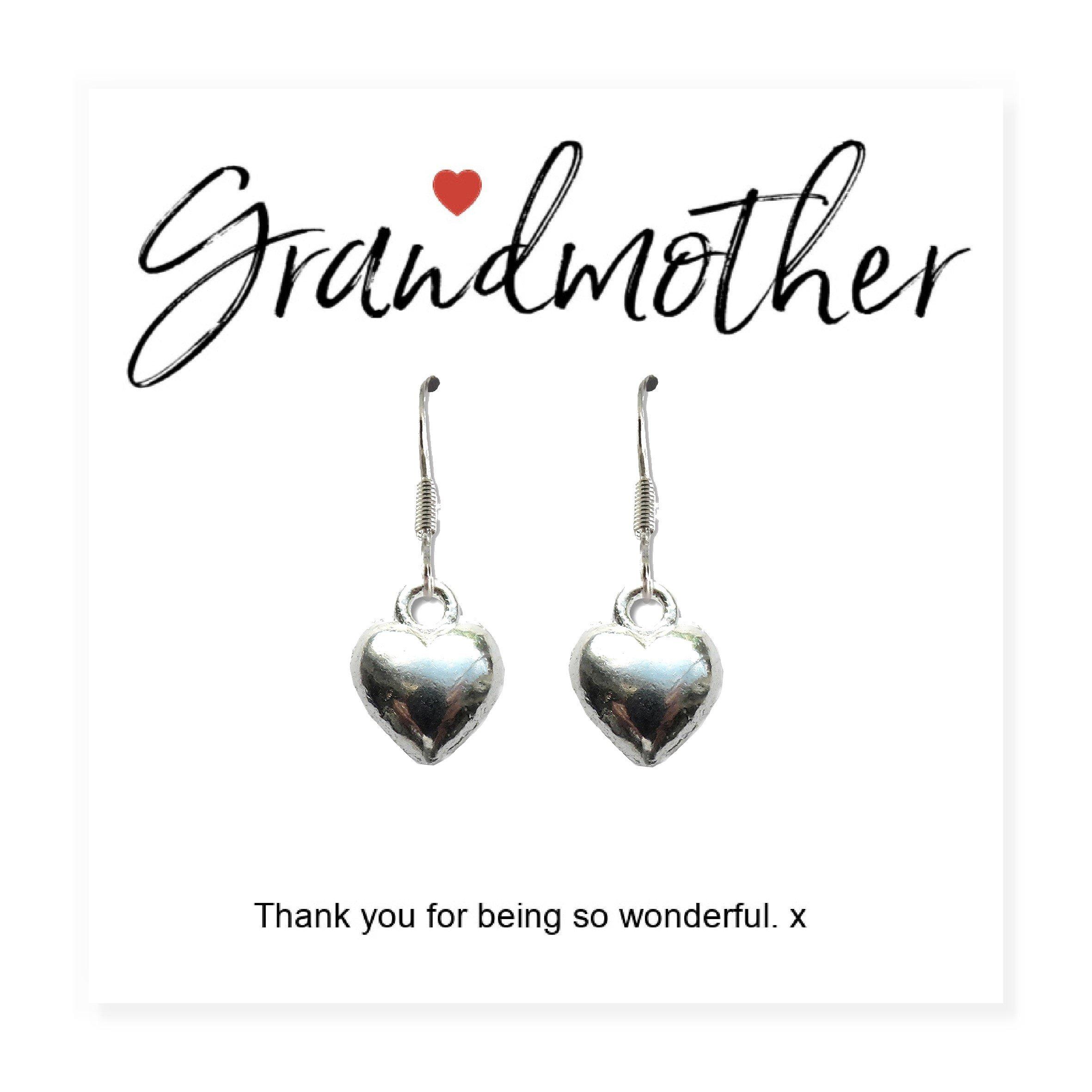 Silver - Aye Do - Grandmother Message Gift Card with Heart Earrings - 2
