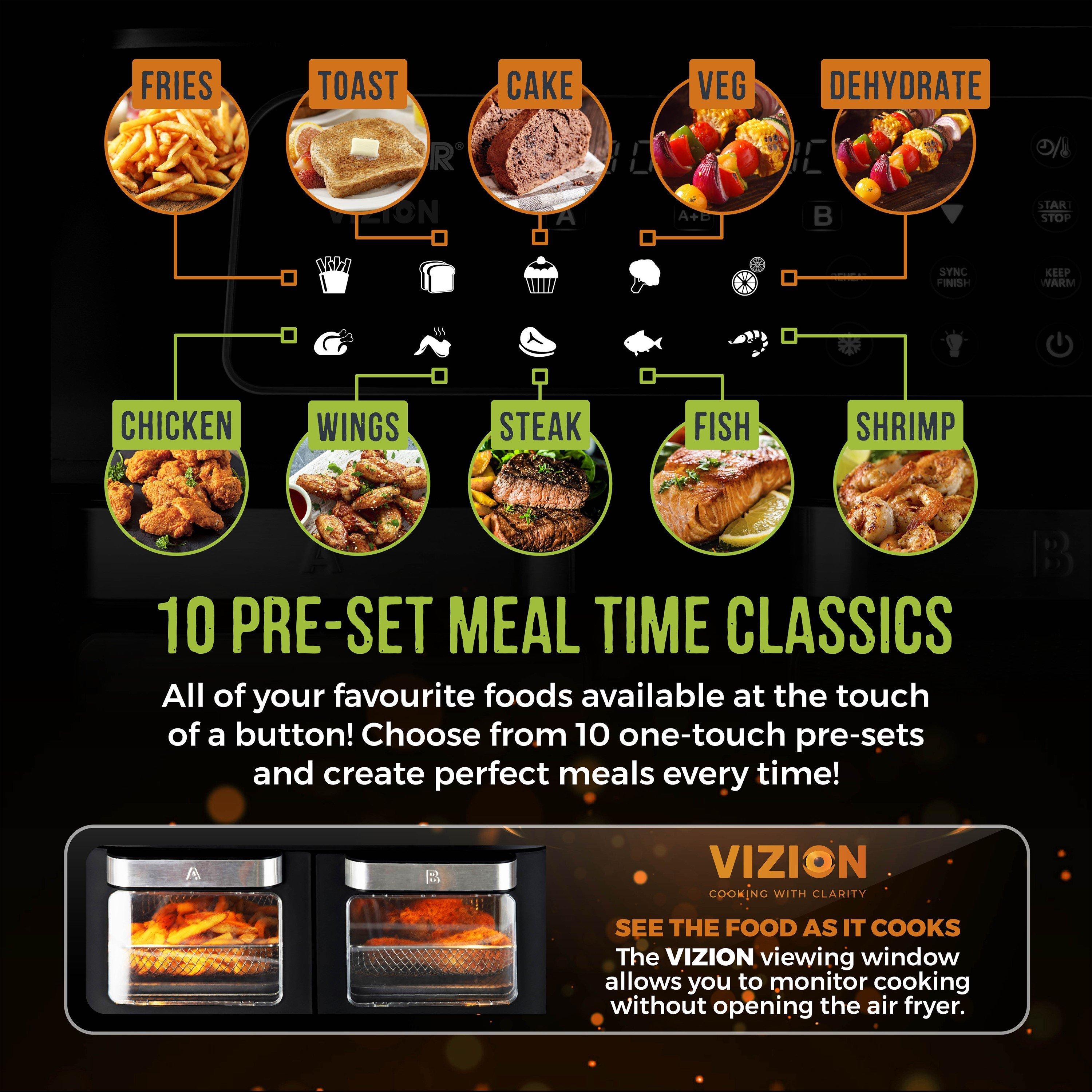 Black - Tower - Vortx 11L Vizion Dual Oven Air Fryer Digital Black - 5