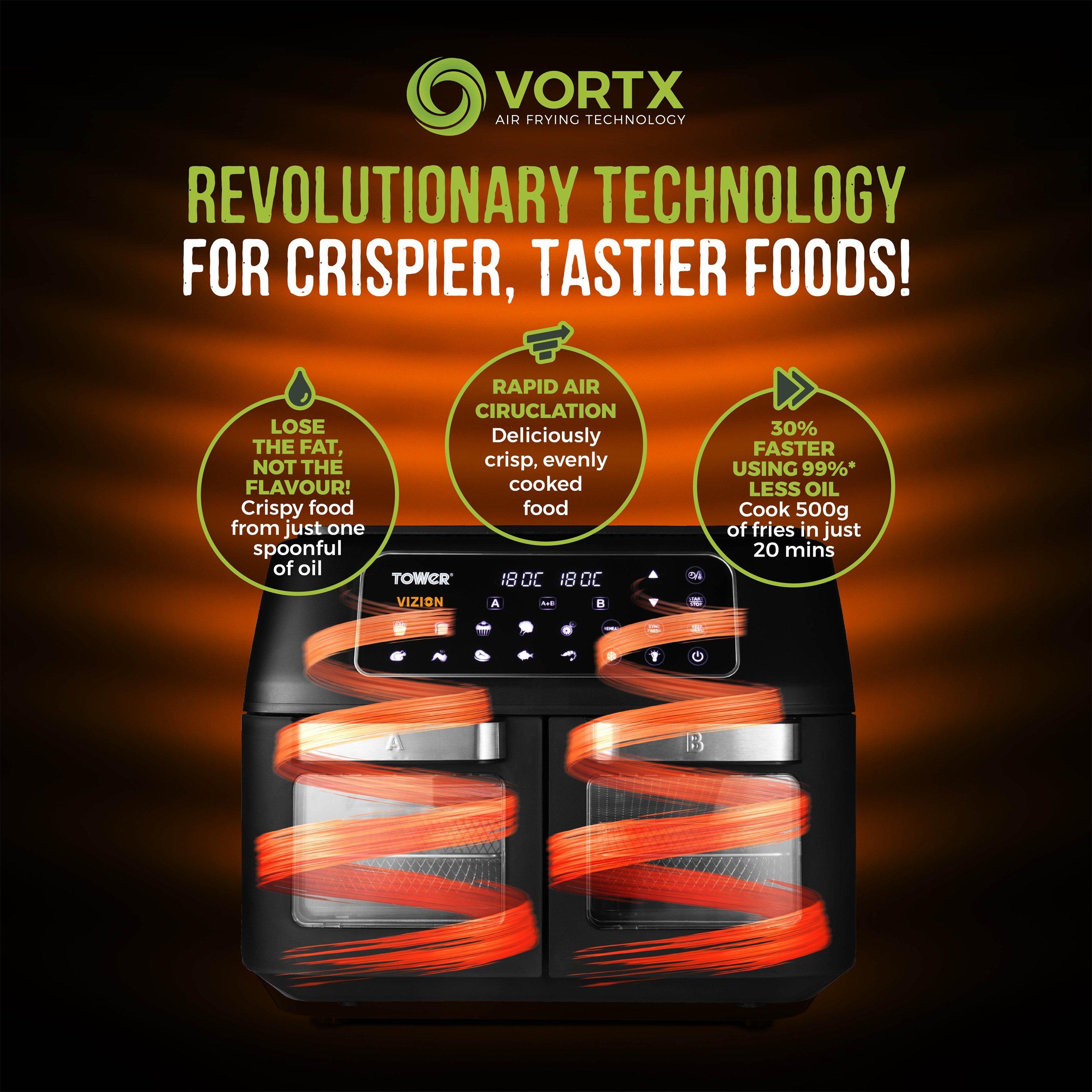 Black - Tower - Vortx 11L Vizion Dual Oven Air Fryer Digital Black - 6