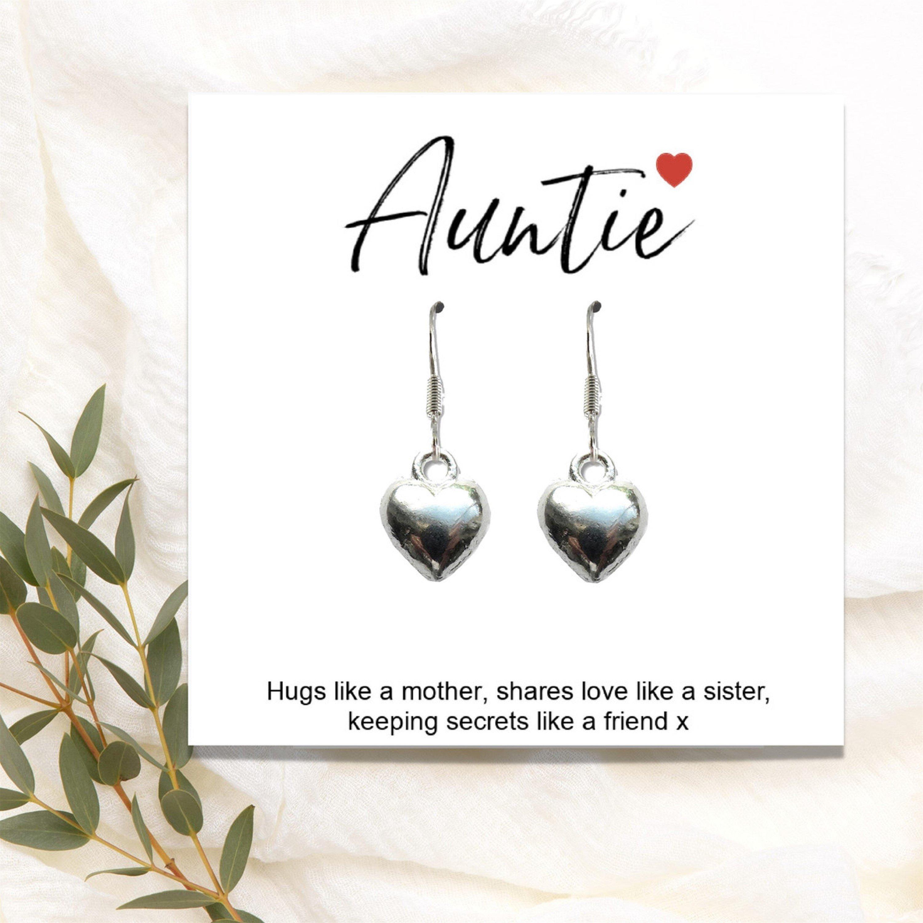 Silver - Aye Do - Auntie Heart Earrings with Gift Card - 1