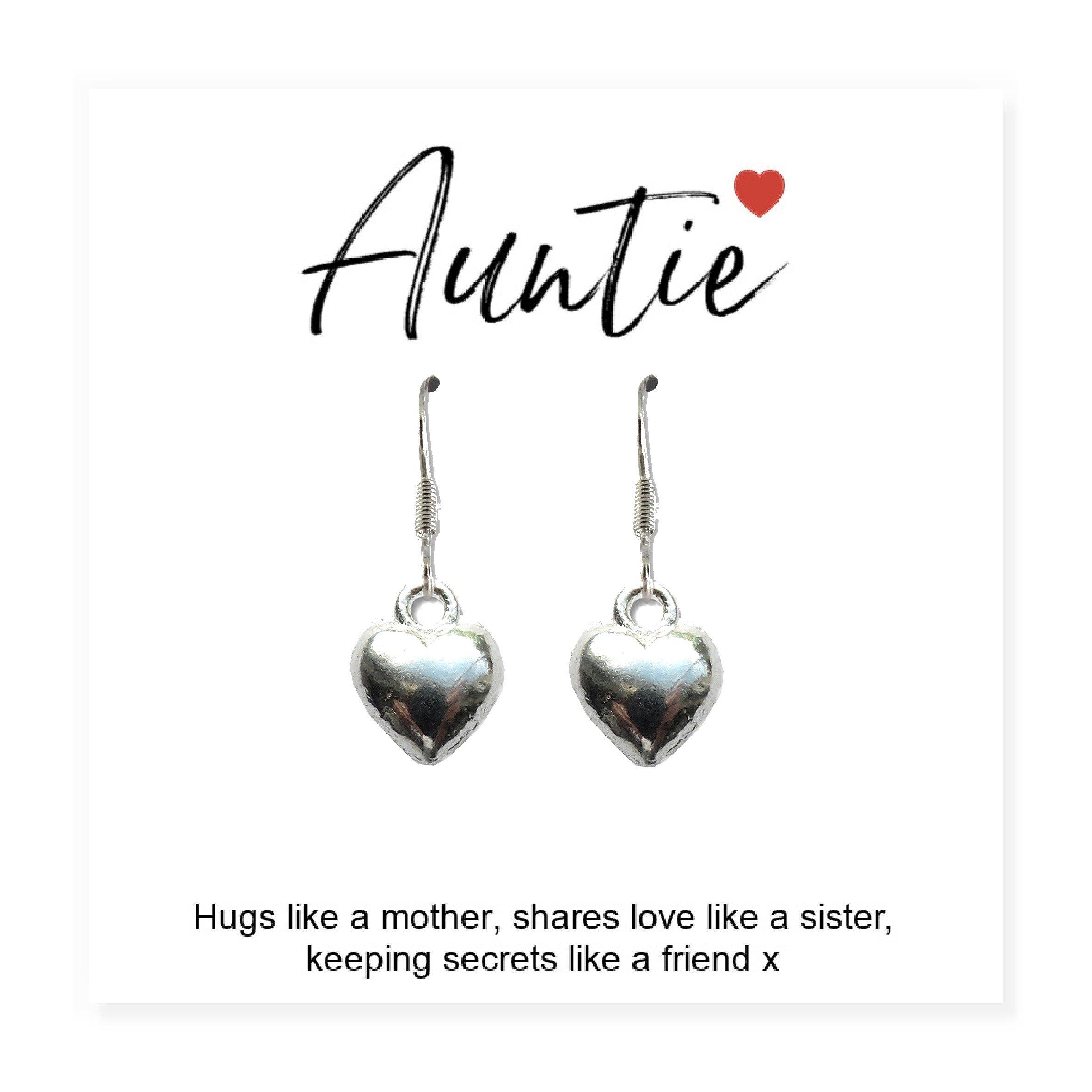 Silver - Aye Do - Auntie Heart Earrings with Gift Card - 2