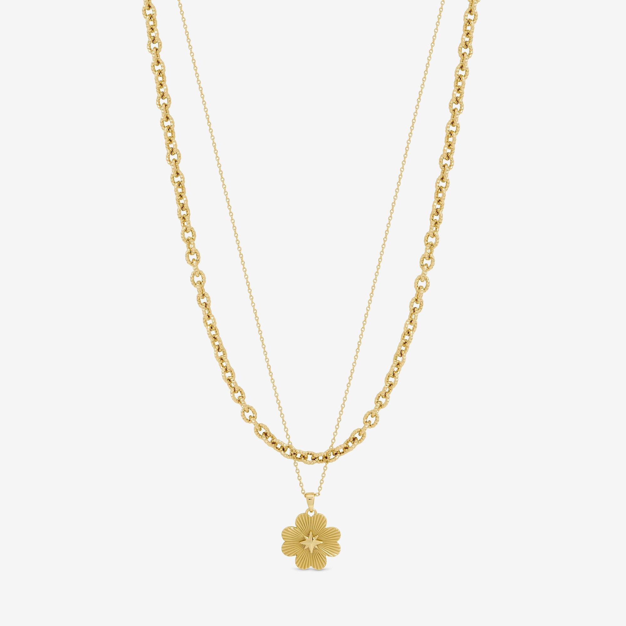 Gold - Inicio - Gold Clover Double row Pendant - Gift Pouch