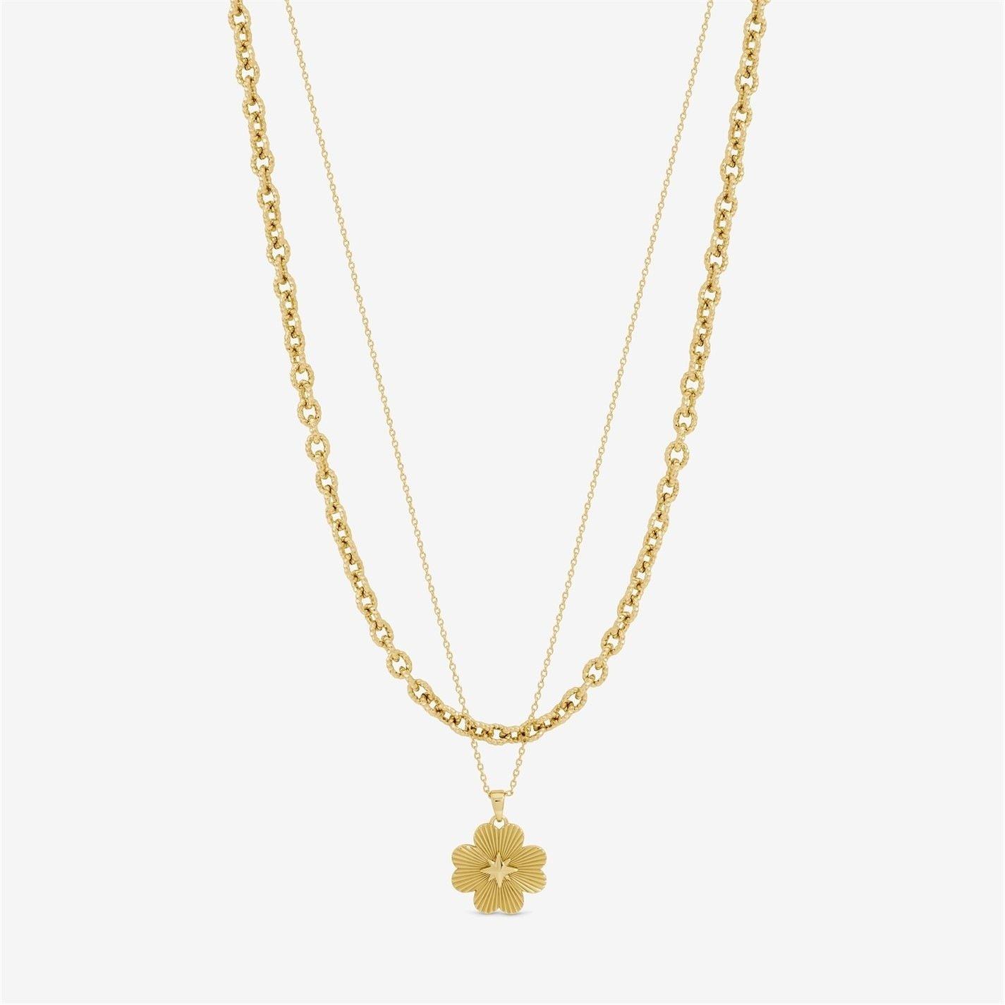 Inicio Women's Clover Double Row Pendant - Gift Pouch Gold