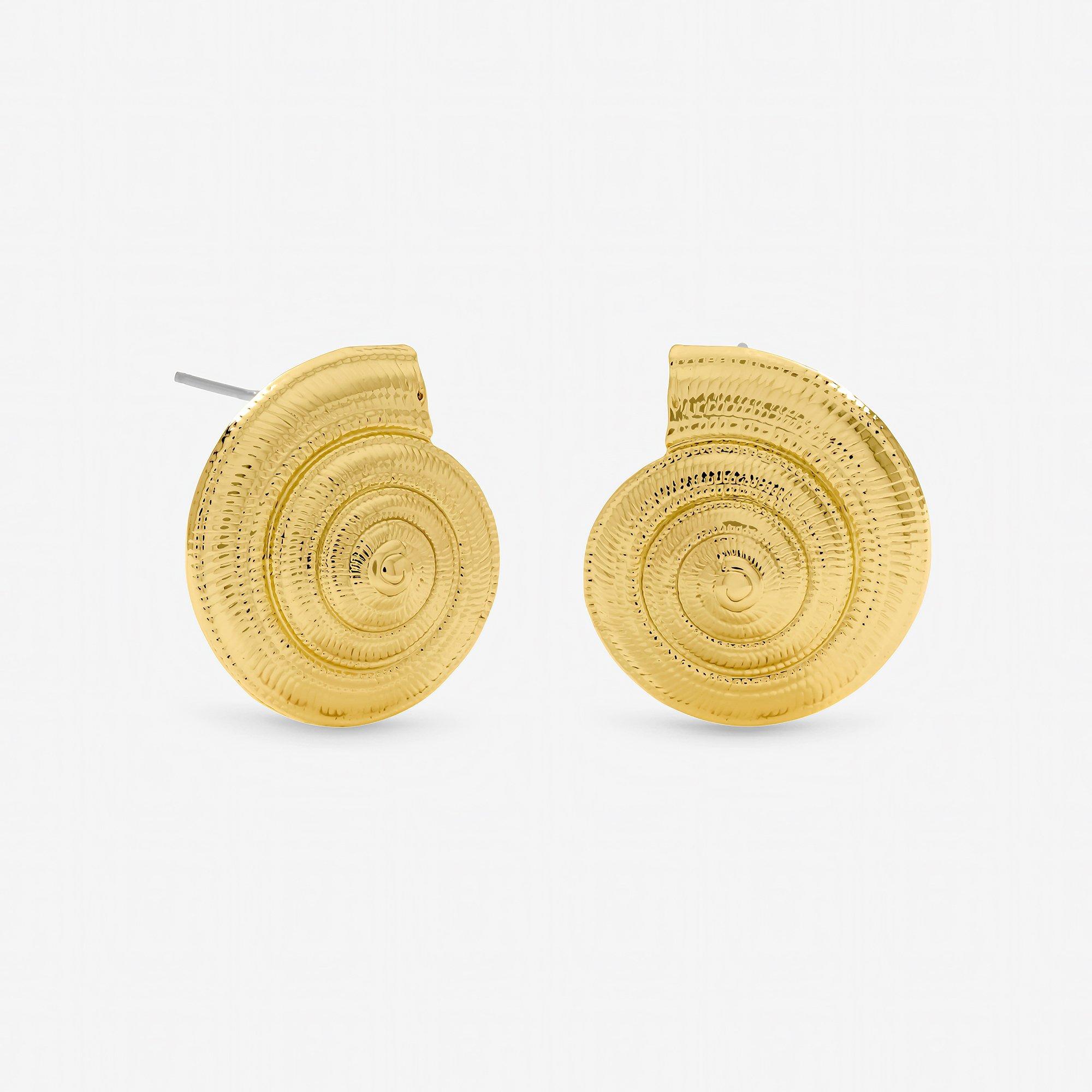 Gold - Inicio - Gold Plated Statement Shell Earrings - Gift Pouch