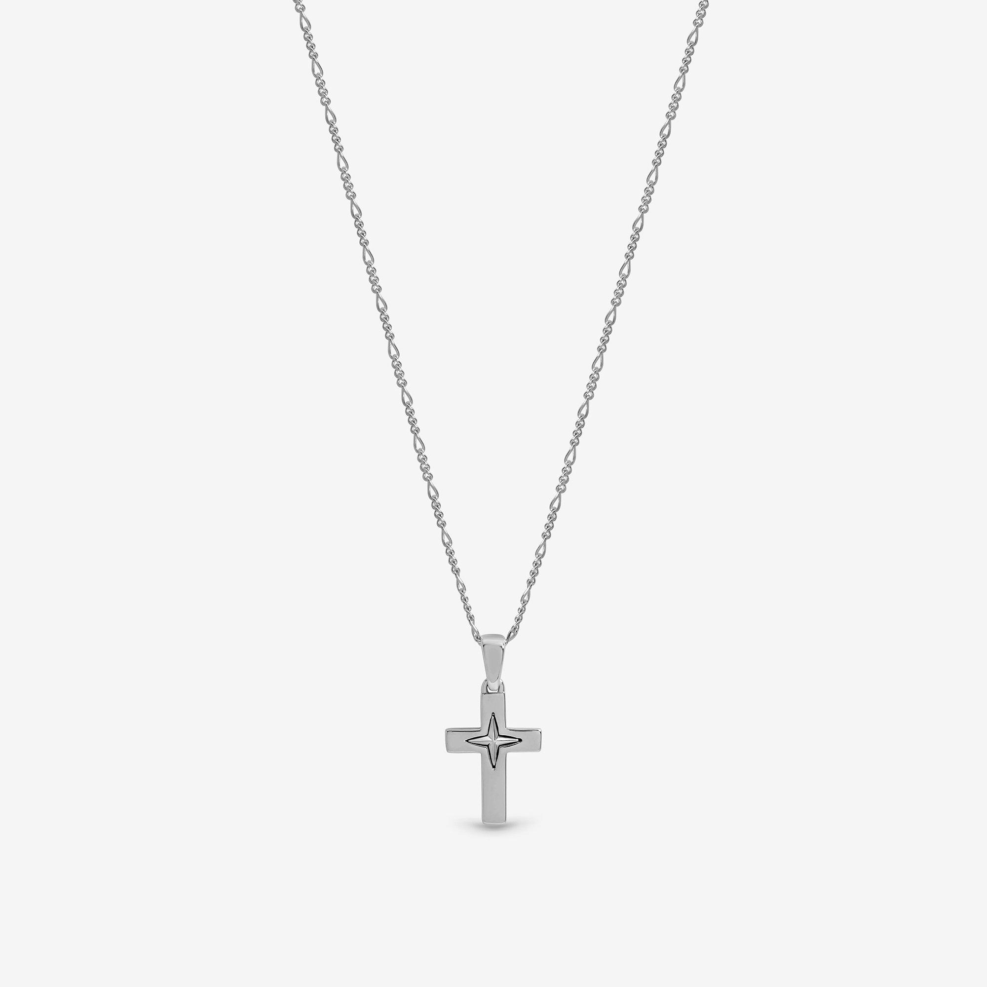 Silver - Inicio - Sterling Silver Plated Cross Pendant - Gift Pouch