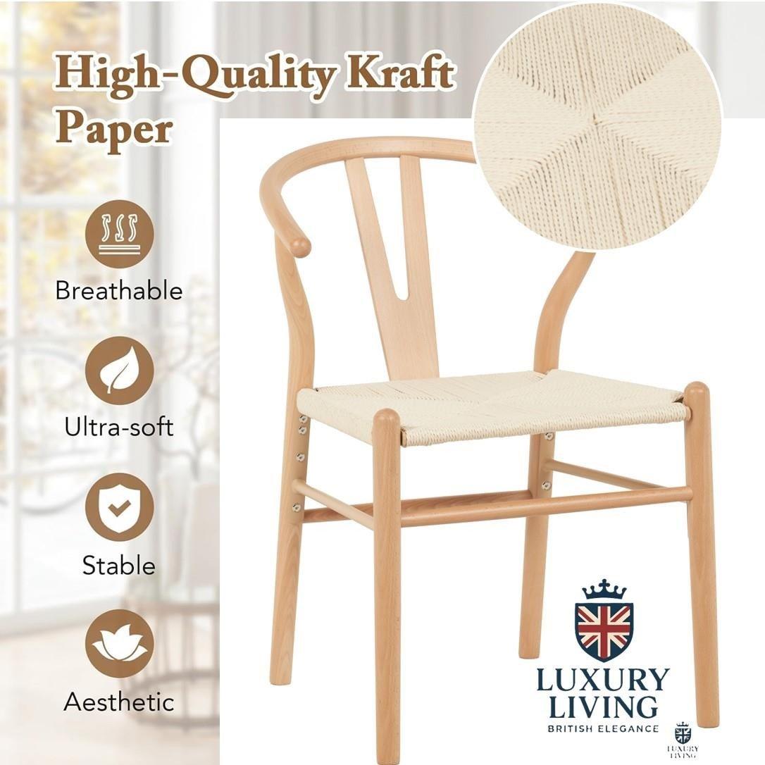 Beige - Alan Symonds - Beech Wishbone Dining Chairs Pair - 6