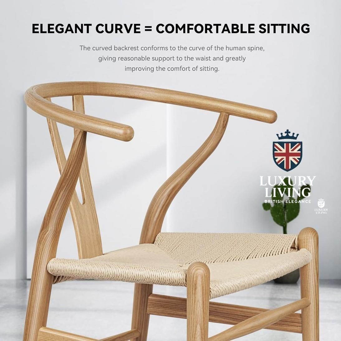 Beige - Alan Symonds - Beech Wishbone Dining Chairs Pair - 7