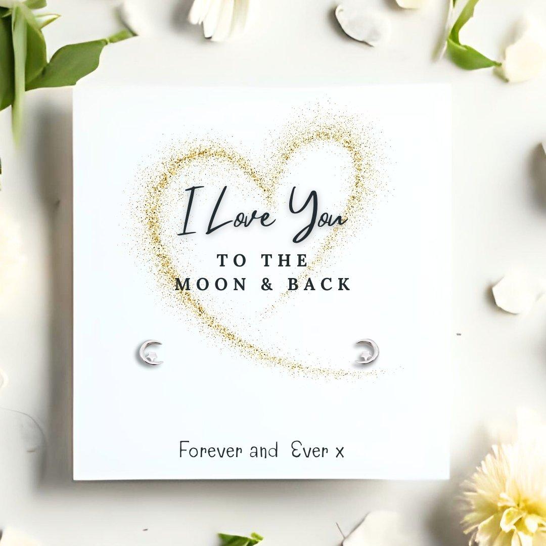 Silver - Aye Do - Love You To The Moon & Back Earrings & Gift Card - 1