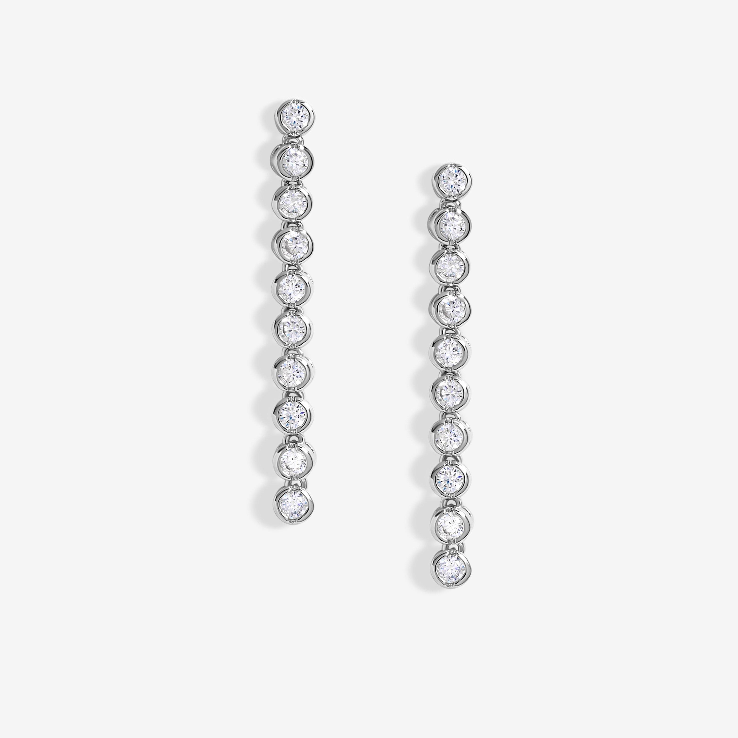 Jon Richard Women's Rhodium Plated Cubic Zirconia Tennis Earrings - Silver