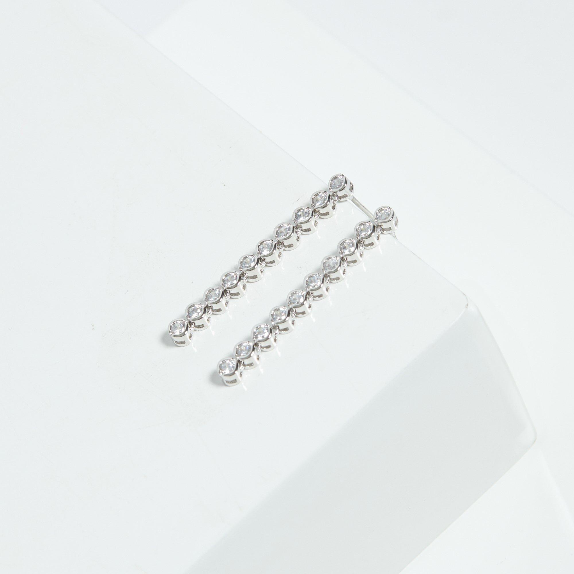 Silver - Jon Richard - Rhodium Plated Cubic Zirconia Tennis Earrings - 2