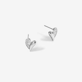 Jon Richard Rhodium Plated Cubic Zirconia Heart Stud Earrings