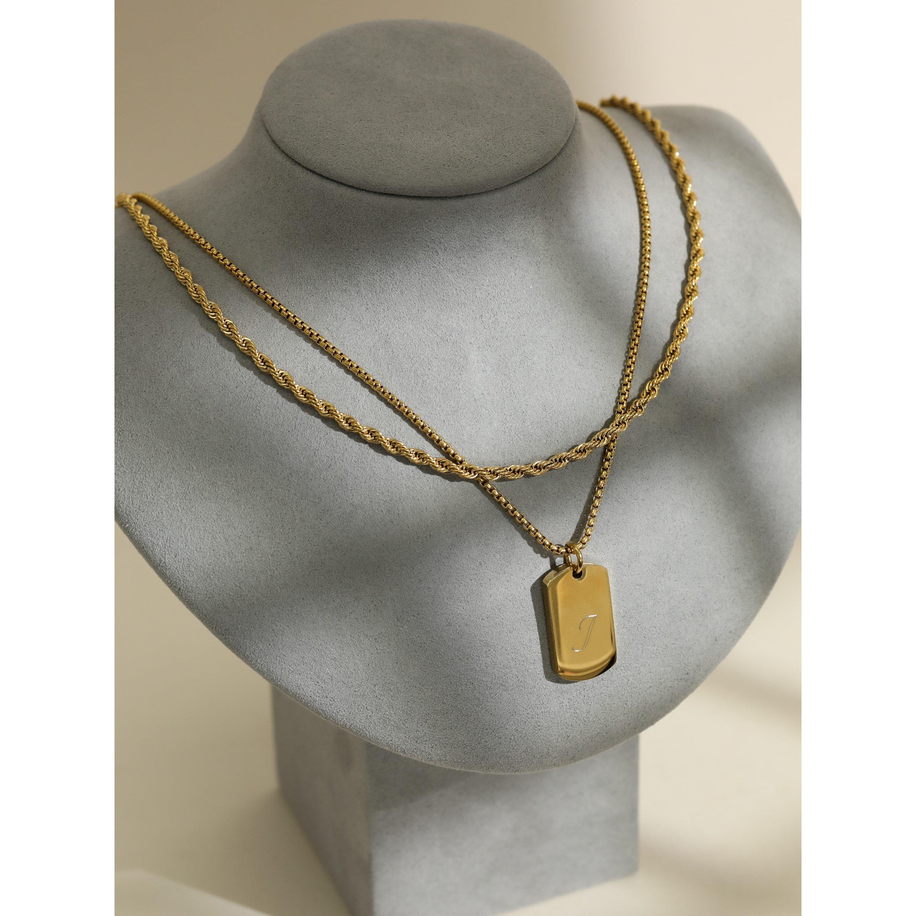 Gold - Inicio - Mens Waterproof Twist Rope Necklace - Gift Pouch - 2