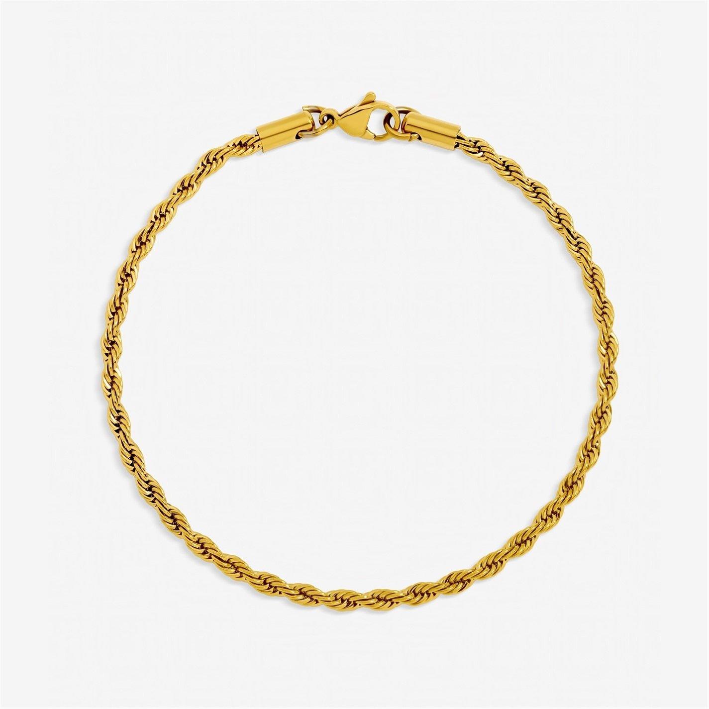 Inicio Men's Waterproof Twist Rope Bracelet - Gift Pouch - Gold