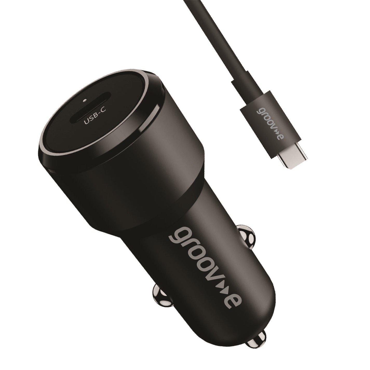 Groov-e USB-C Car Charger 30W with USB-C Cable 1M - Black