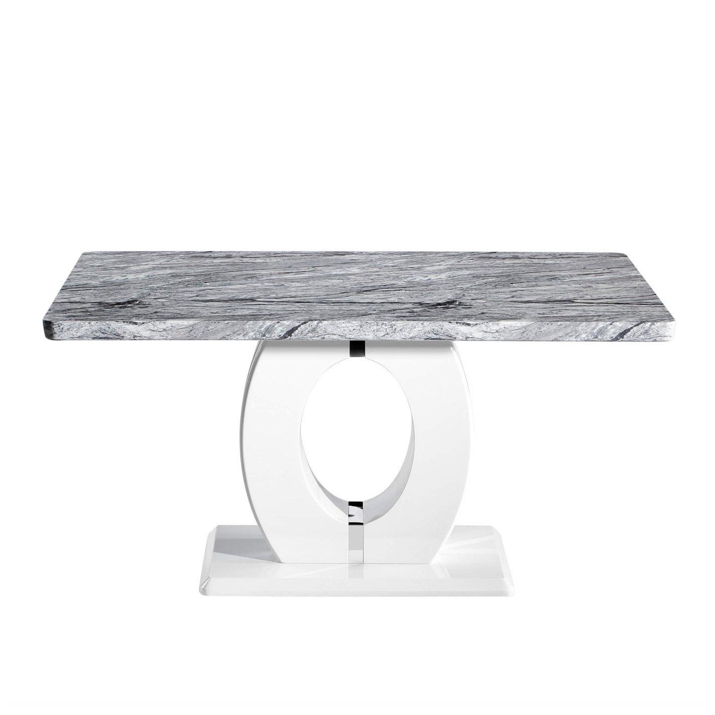 Grey/White - Shankar - Neptune Marble Effect Grey/White Dining Table - 2
