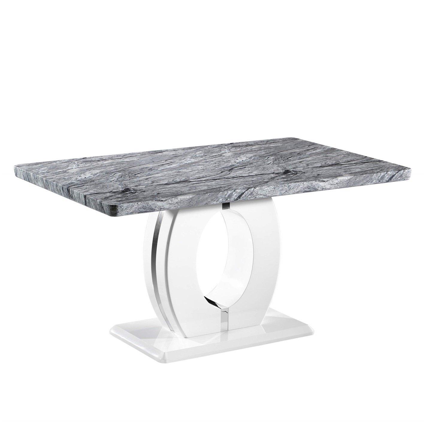 Grey/White - Shankar - Neptune Marble Effect Grey/White Dining Table - 3