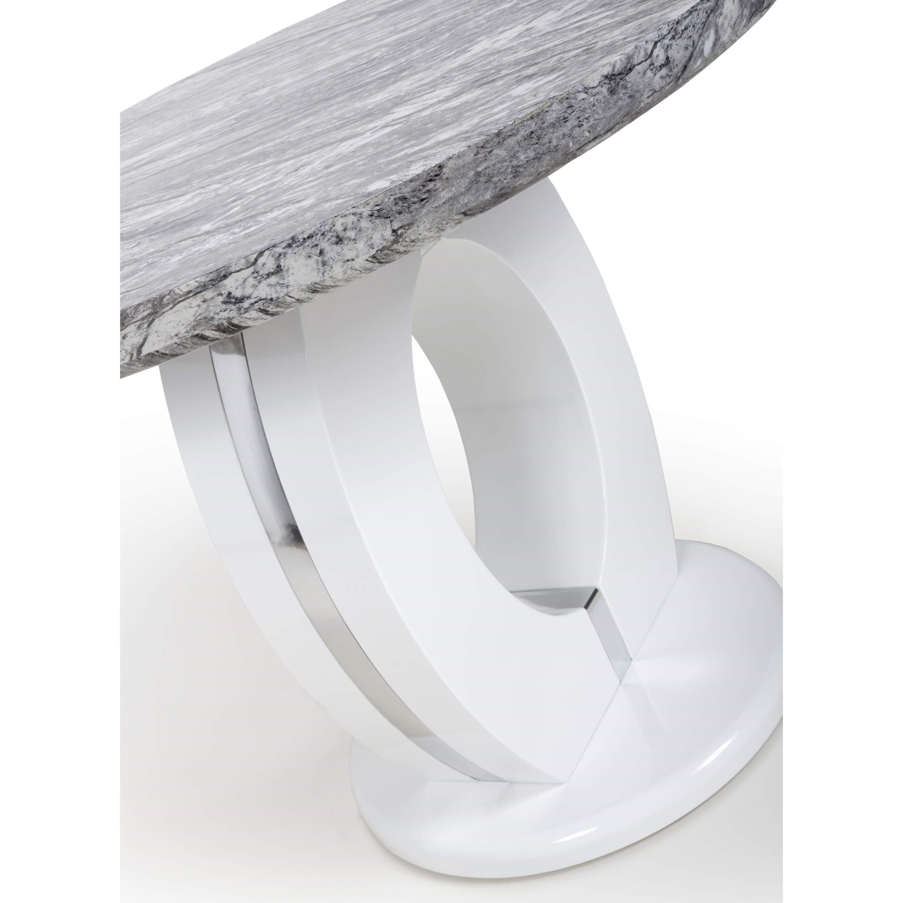 Grey/White - Shankar - Neptune Round Marble Effect Dining Table - 4