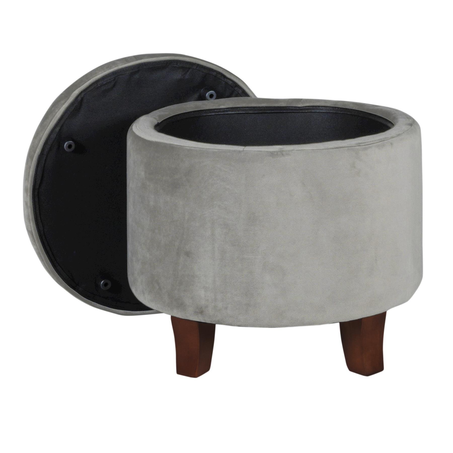 Light Grey - Alan Symonds - Cambridge Tufted Round Storage Ottoman Footstool - 1