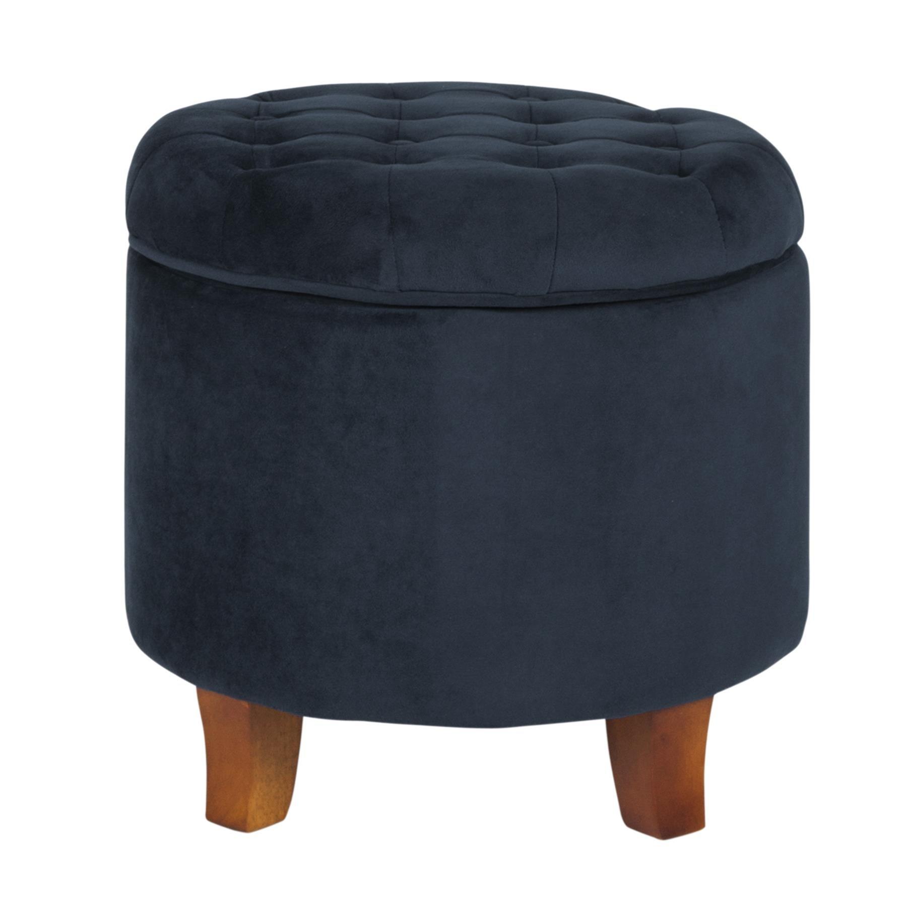 Dark Navy - Alan Symonds - Cambridge Tufted Round Storage Ottoman Footstool - 2