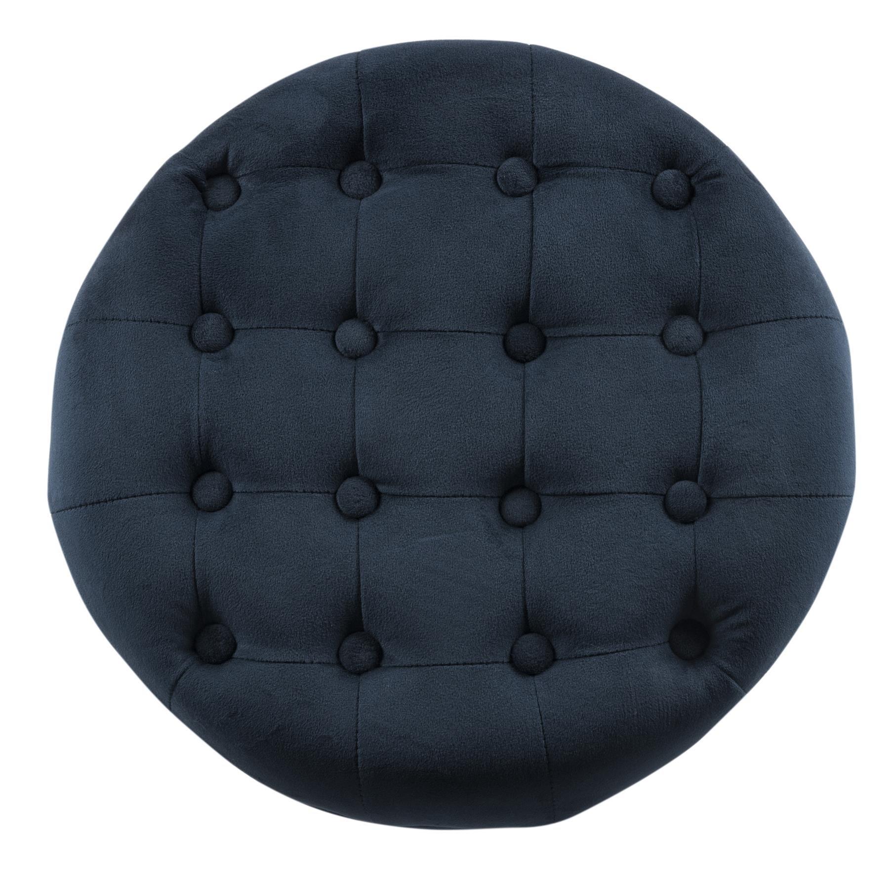 Dark Navy - Alan Symonds - Cambridge Tufted Round Storage Ottoman Footstool - 4