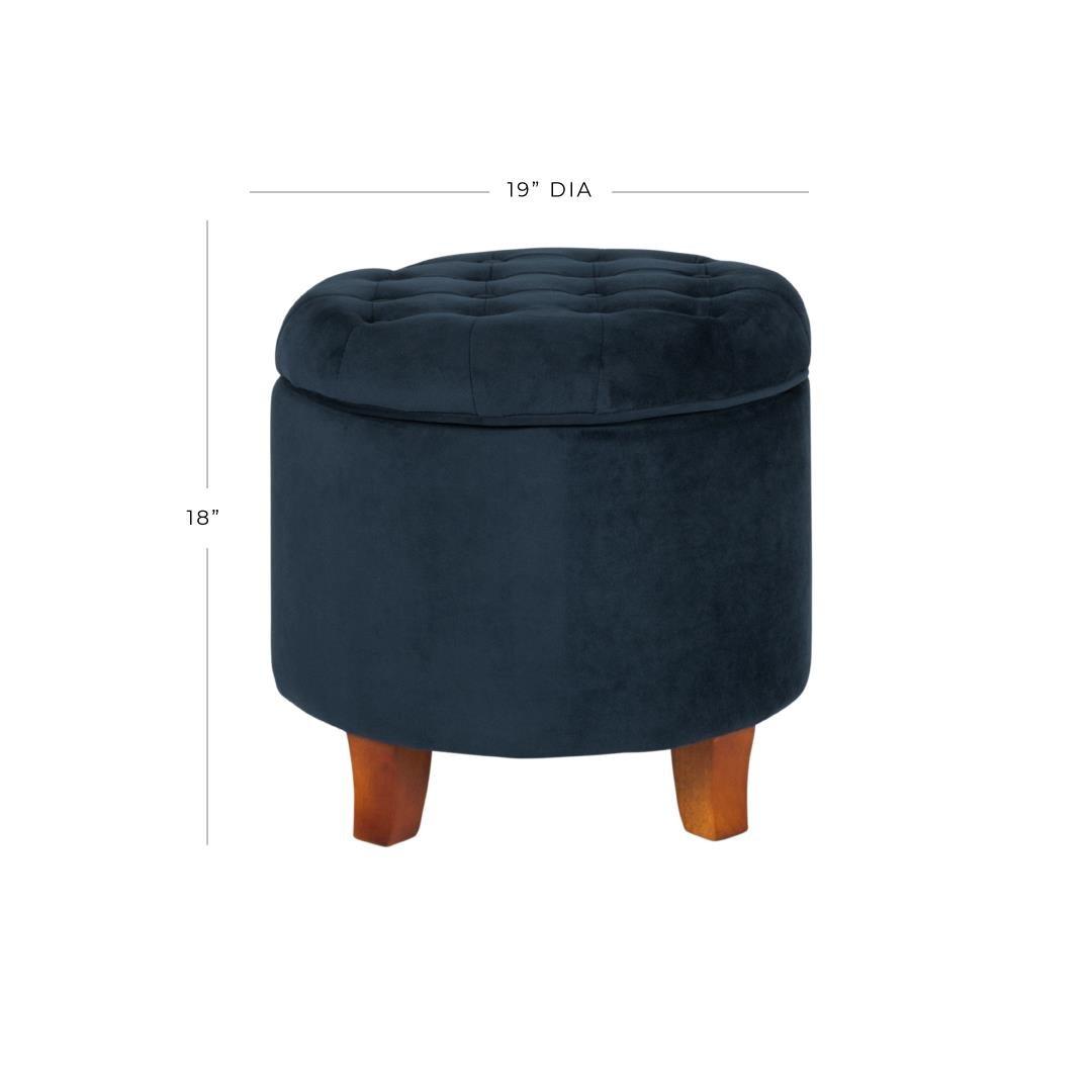 Dark Navy - Alan Symonds - Cambridge Tufted Round Storage Ottoman Footstool - 5