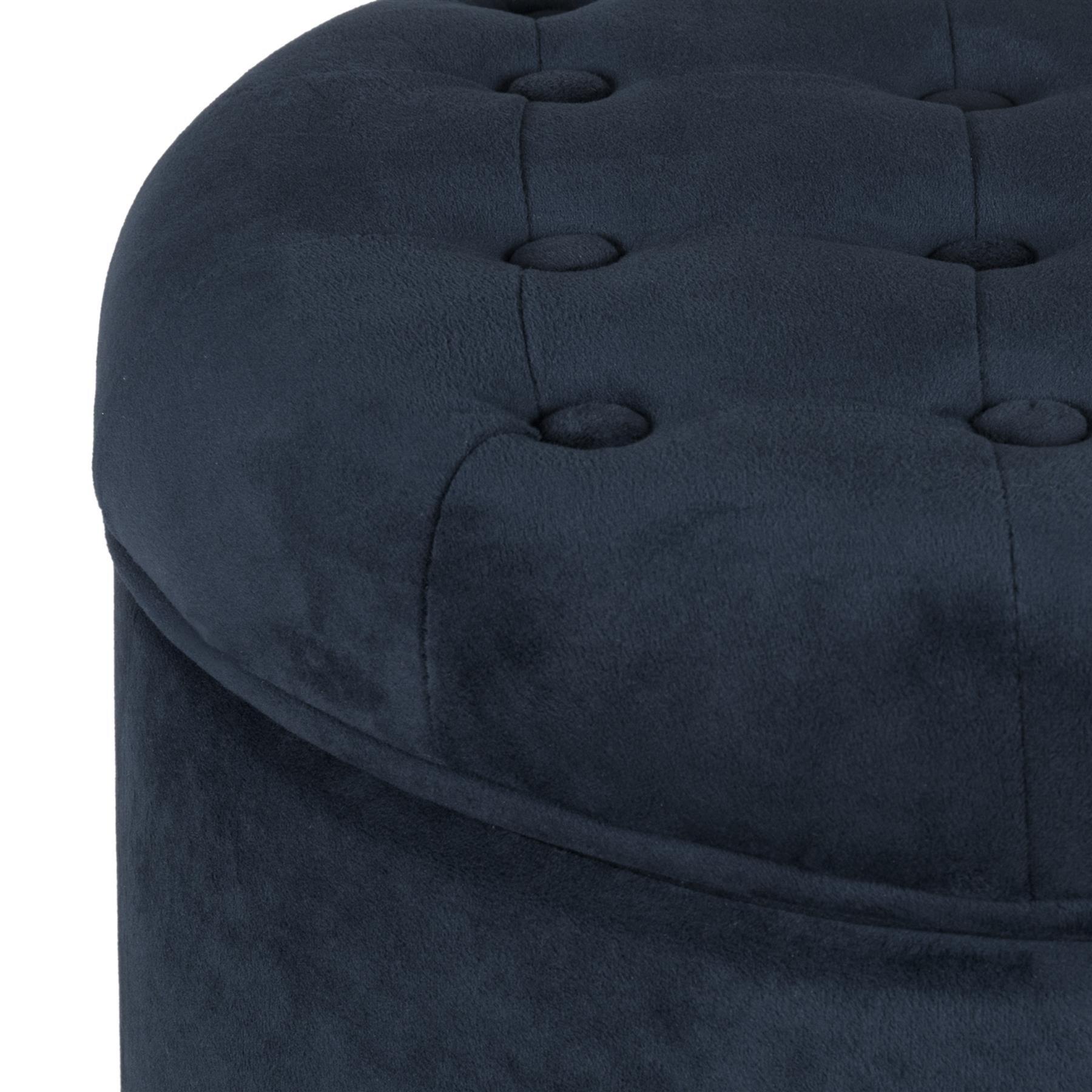 Dark Navy - Alan Symonds - Cambridge Tufted Round Storage Ottoman Footstool - 6