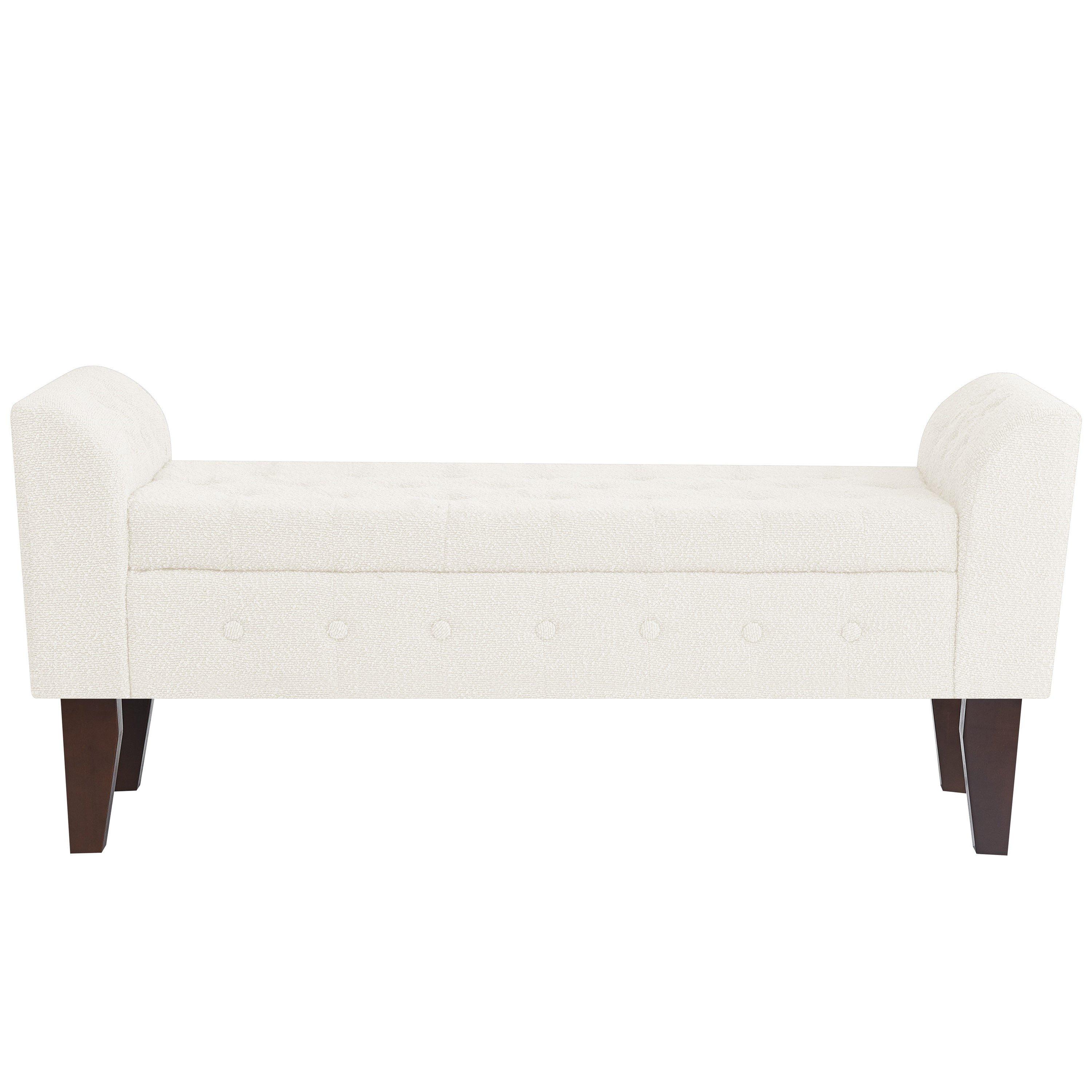 Cream - Alan Symonds - Oxford Boucle Upholstered Storage Bench - 1