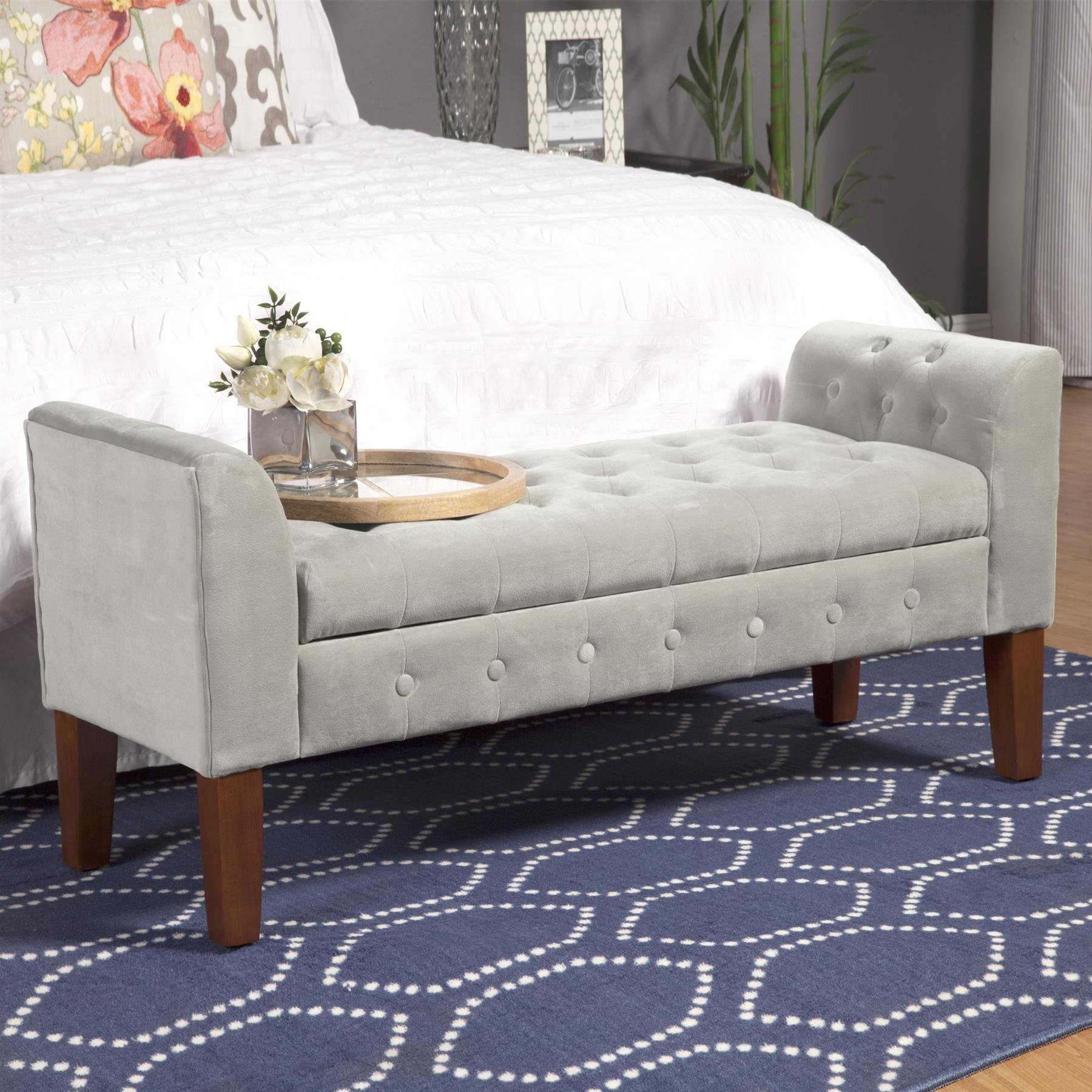 Dove Grey - Alan Symonds - Oxford Velvet Upholstered Storage Bench - 4