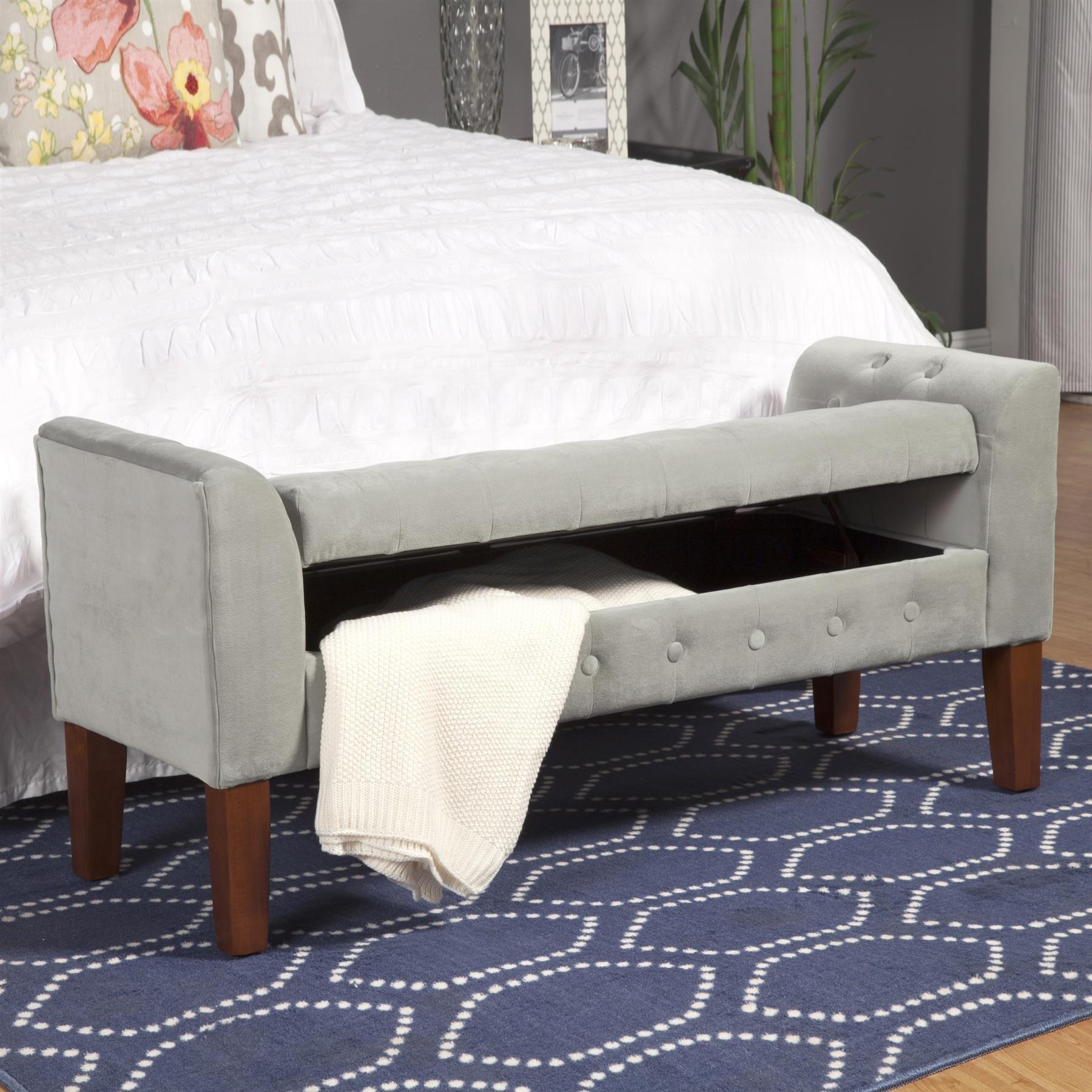 Dove Grey - Alan Symonds - Oxford Velvet Upholstered Storage Bench - 5