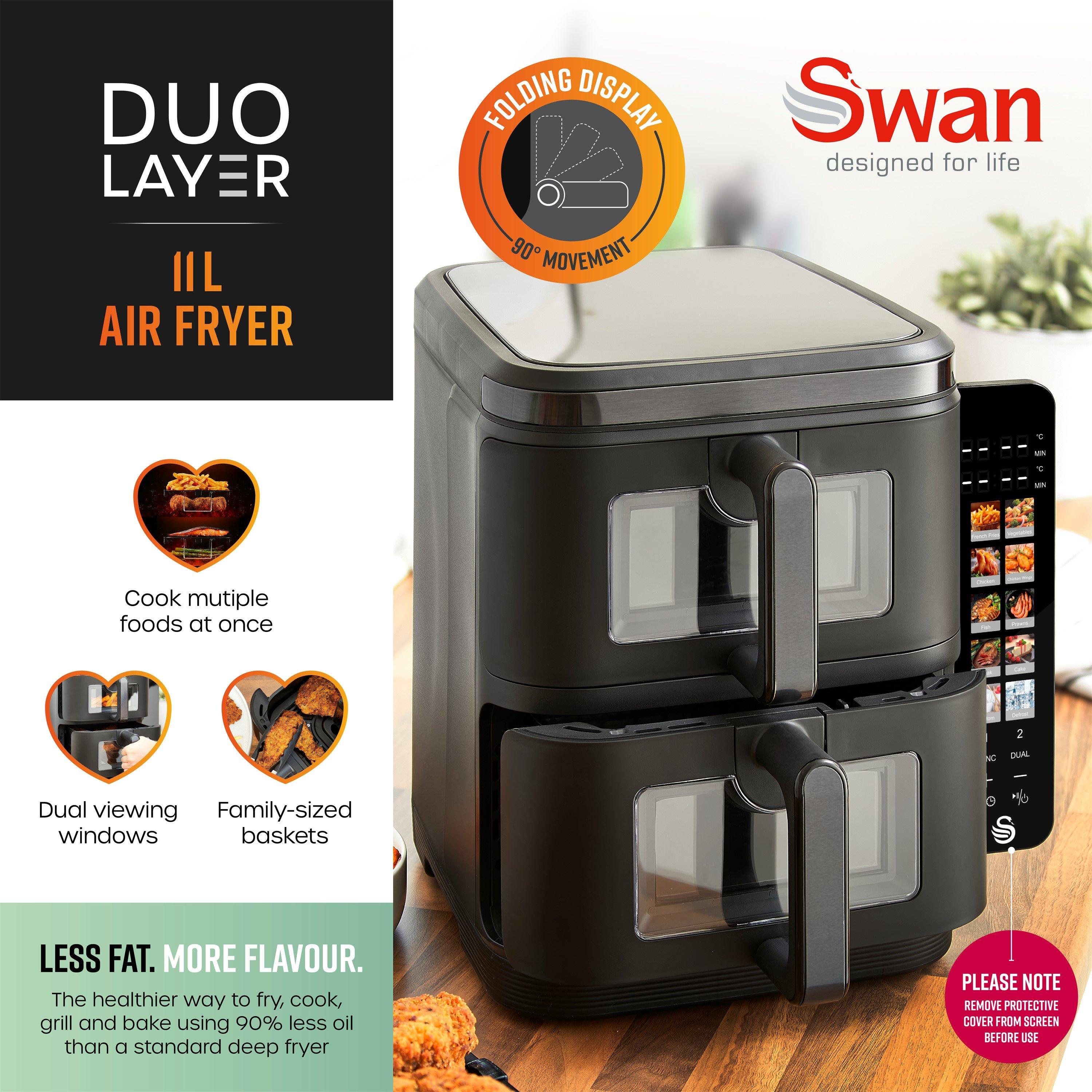 Black - Swan - 11L Duo Layer Air Fryer Black with Black SS Trim - 2