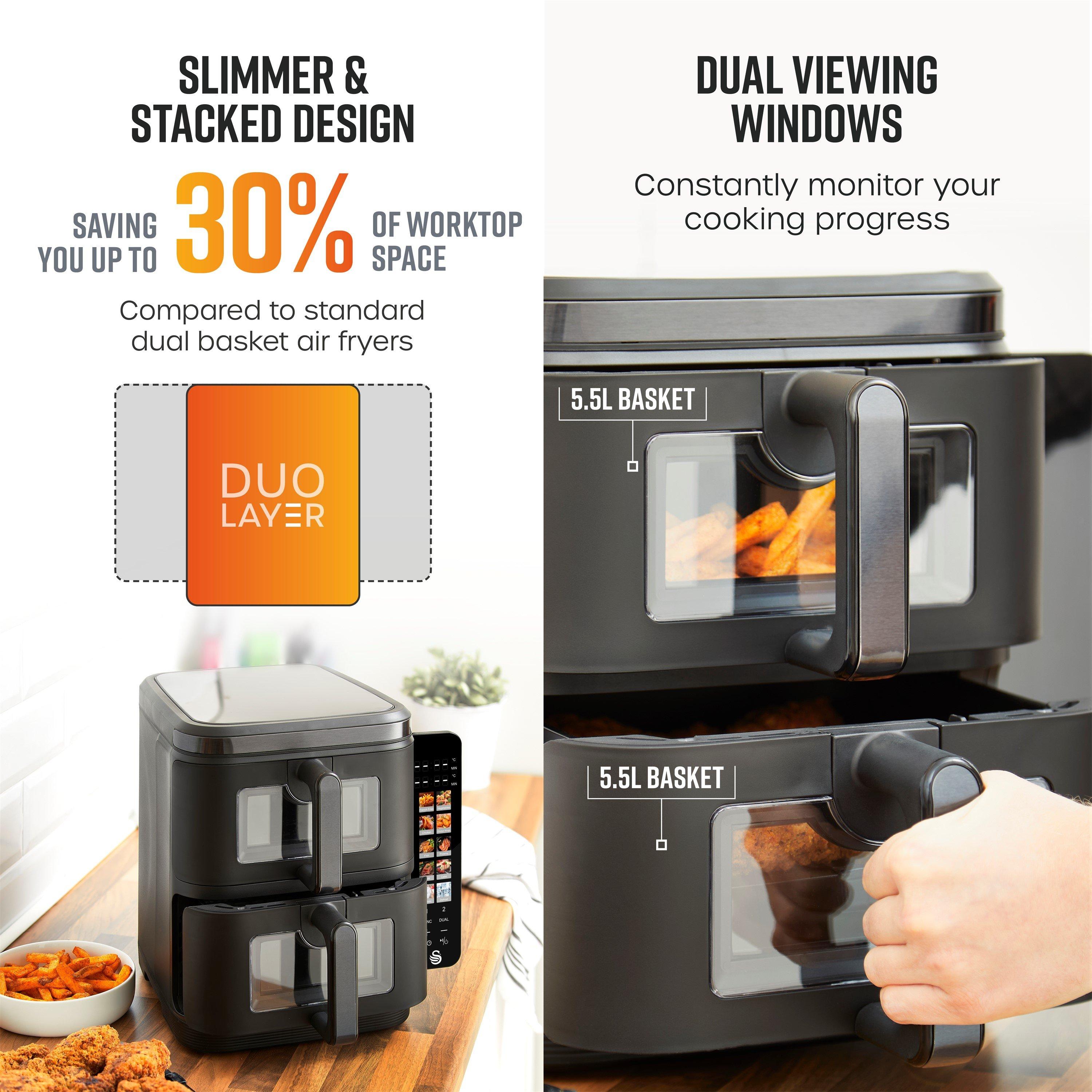 Black - Swan - 11L Duo Layer Air Fryer Black with Black SS Trim - 4