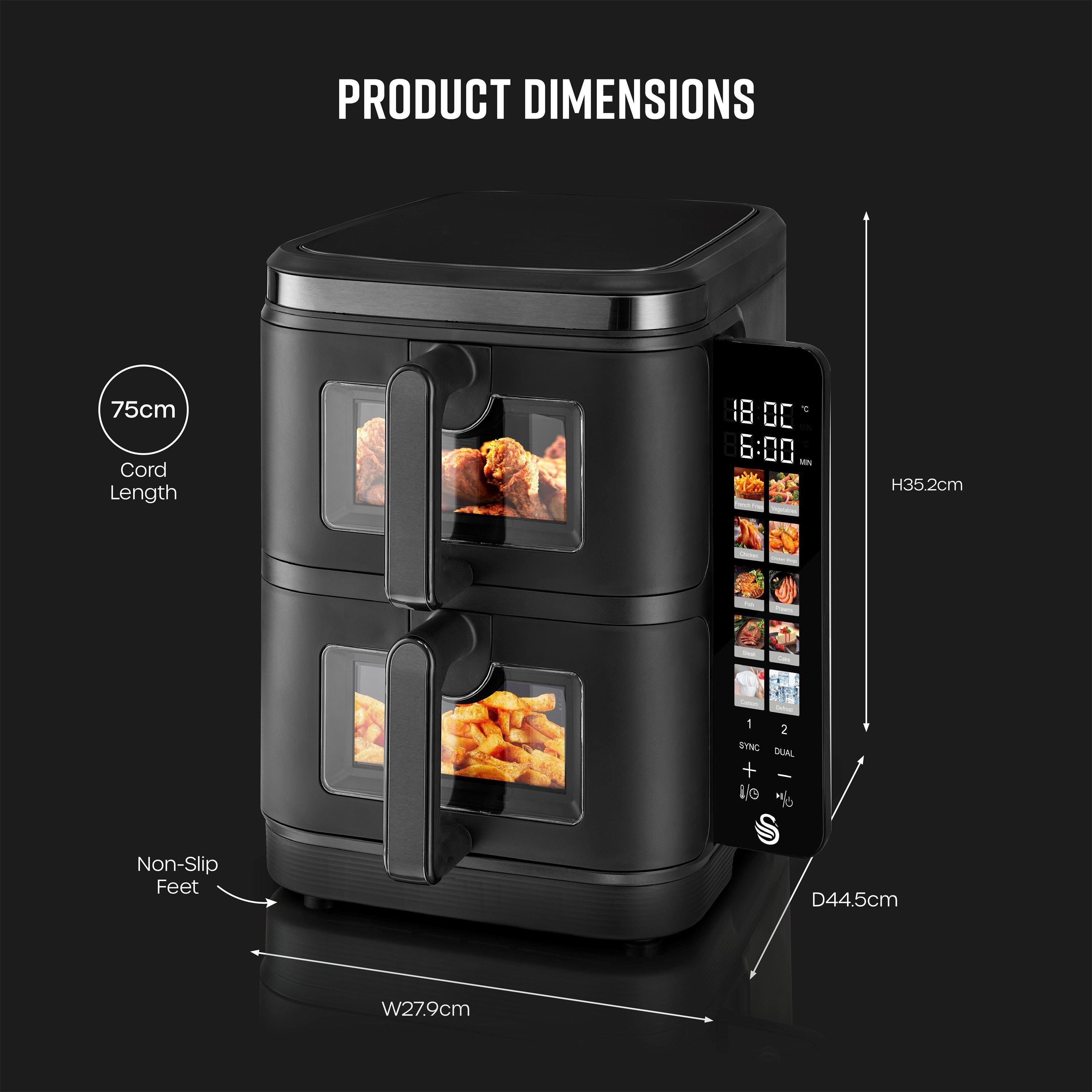 Black - Swan - 11L Duo Layer Air Fryer Black with Black SS Trim - 7