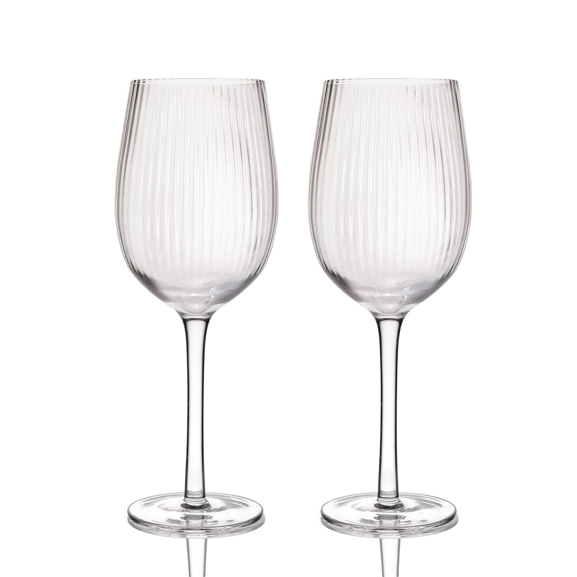 Clear - BarCraft - Set of 2 Large Ribbed Wine Glasses - 1