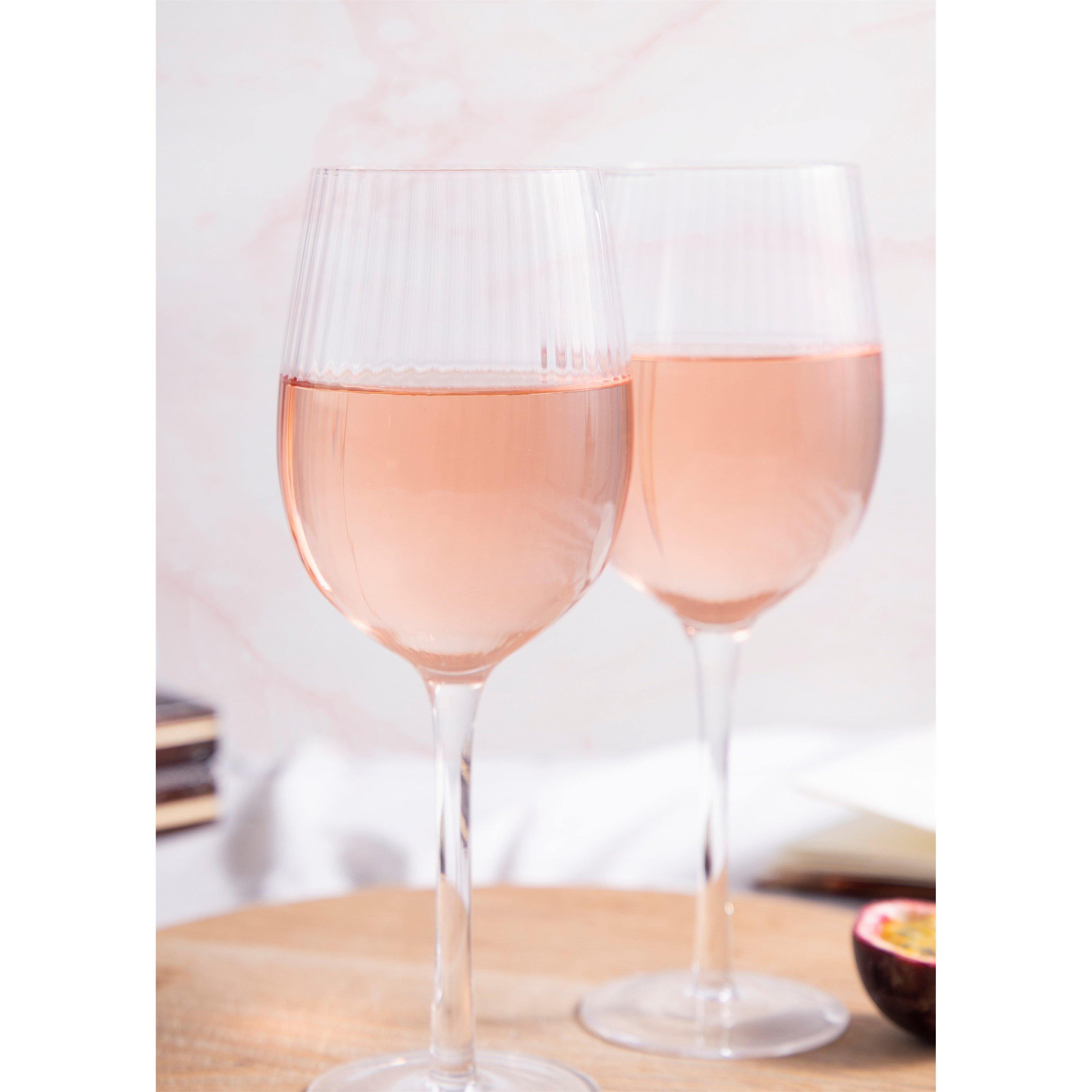 Clear - BarCraft - Set of 2 Large Ribbed Wine Glasses - 2