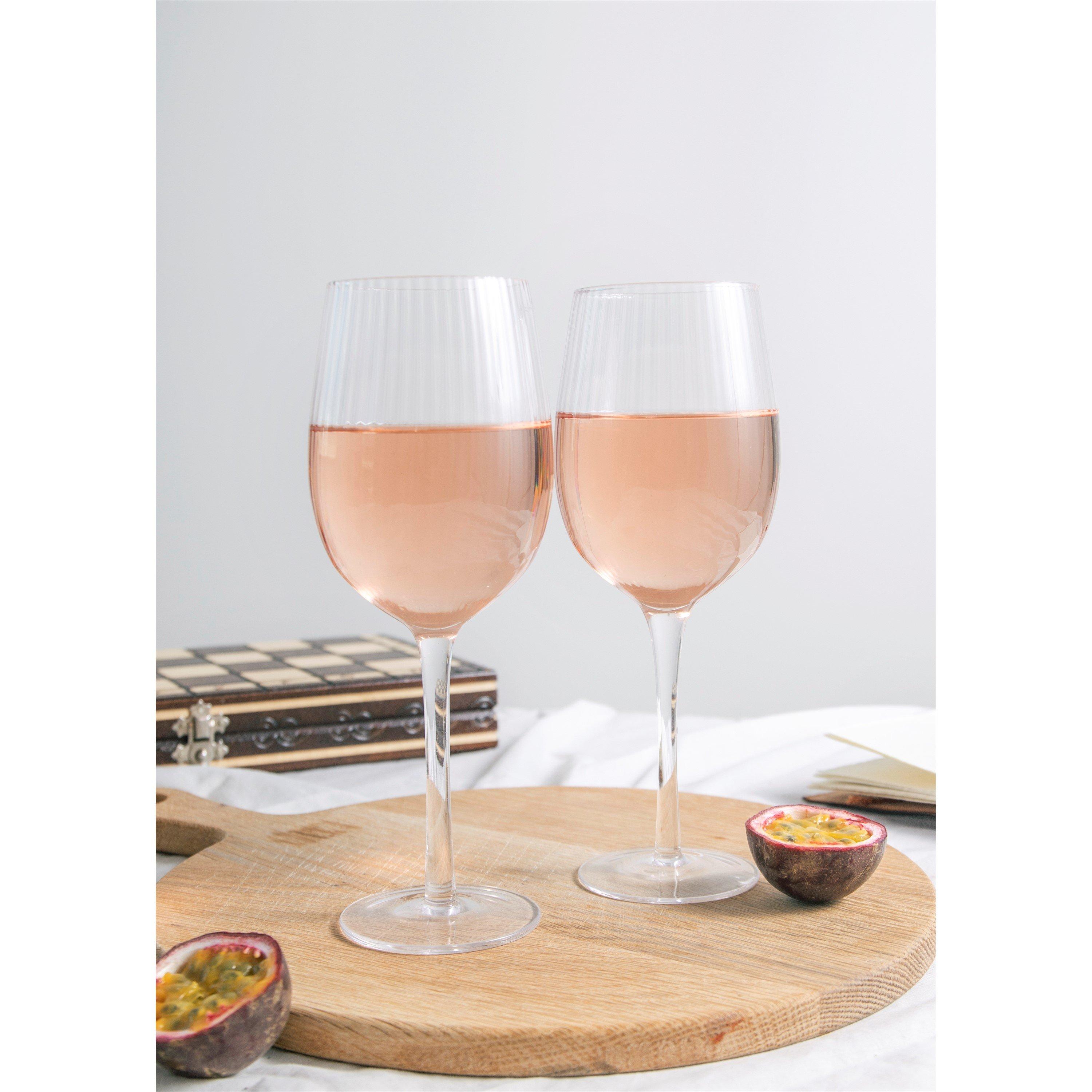 Clear - BarCraft - Set of 2 Large Ribbed Wine Glasses - 4
