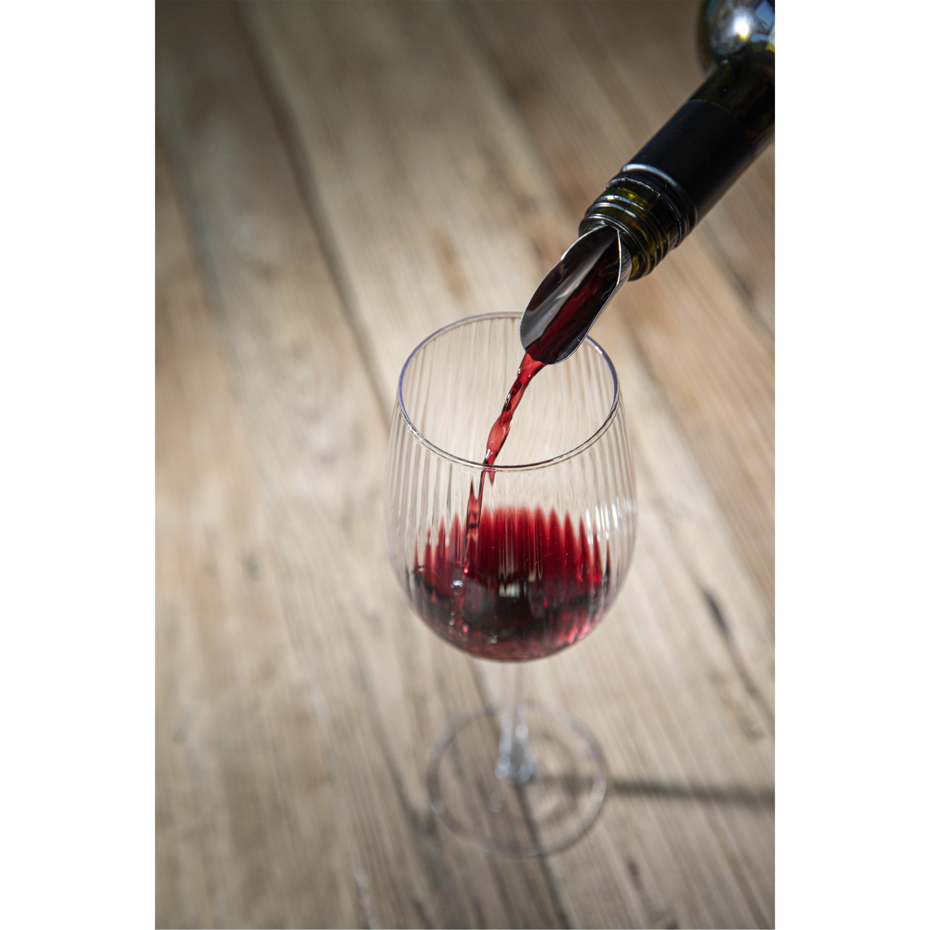 Clear - BarCraft - Set of 2 Large Ribbed Wine Glasses - 5