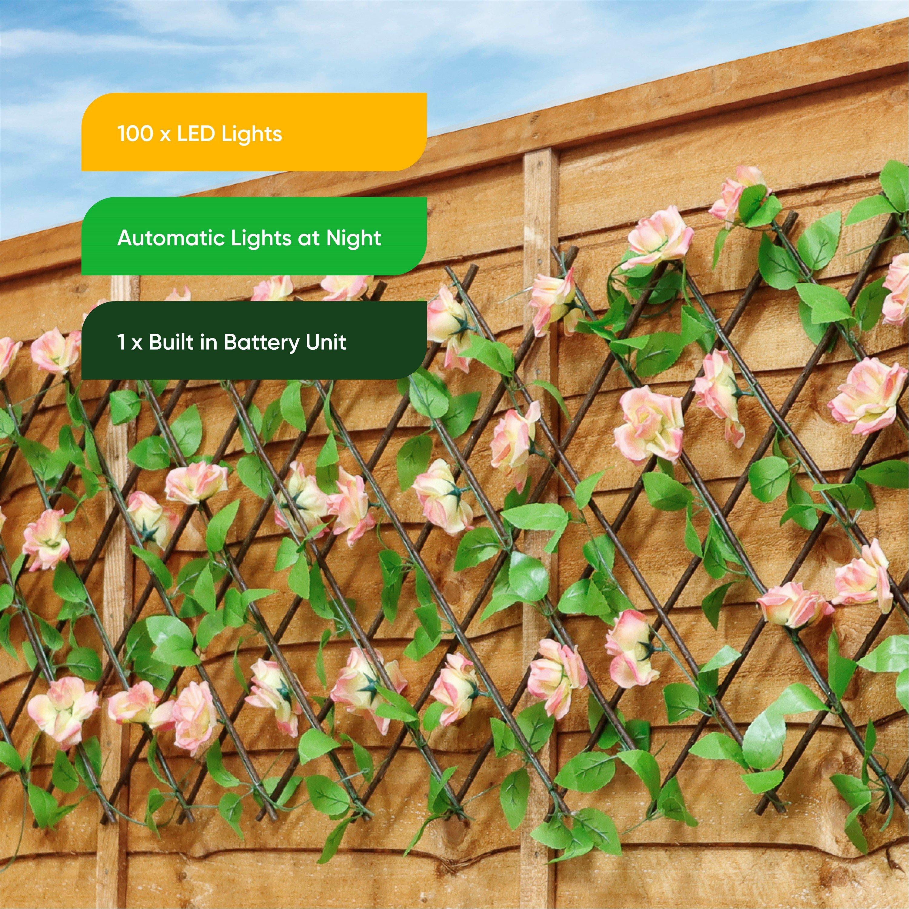Green/Pink - Streetwize - Solar Pink Flower Trellis - 6