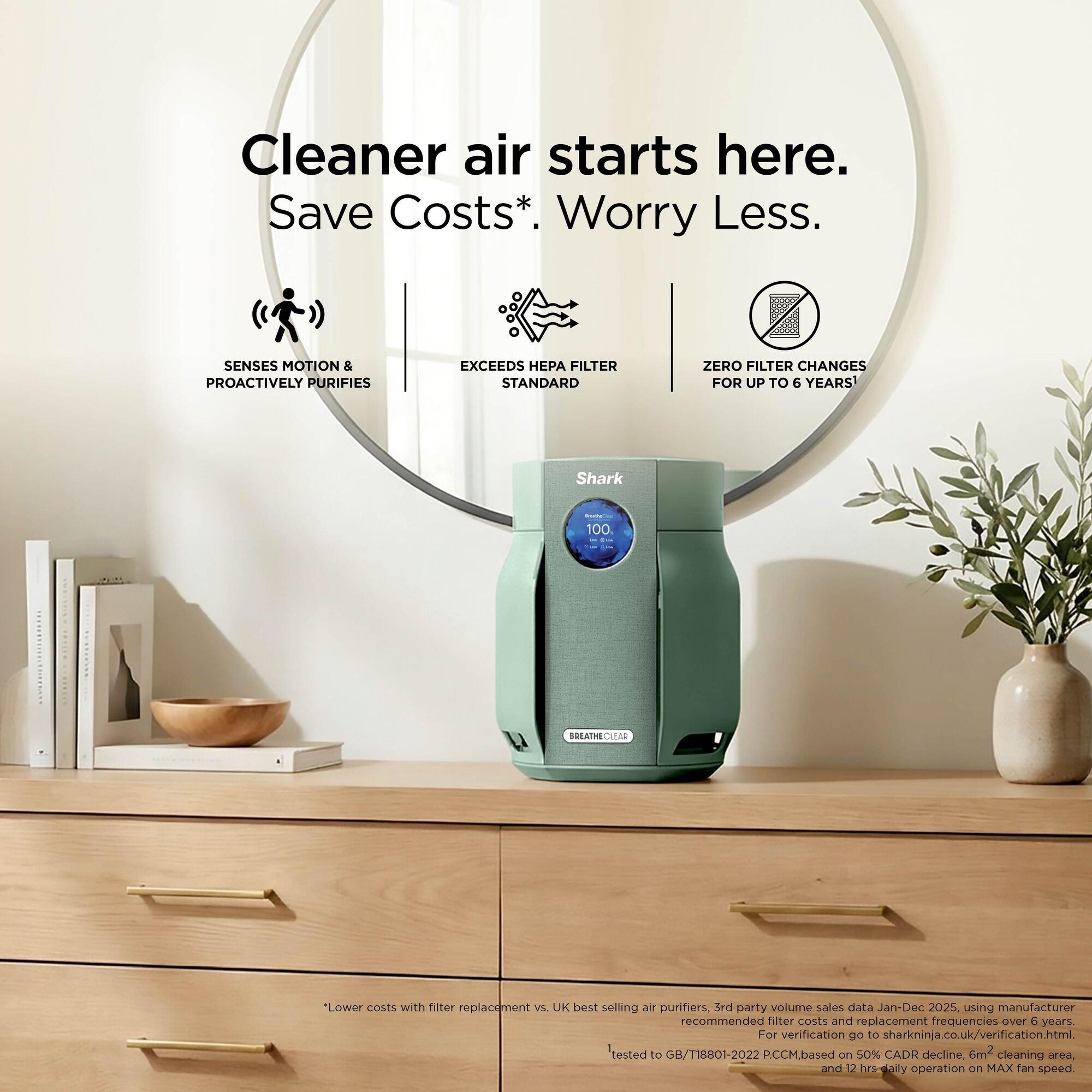 Sage - Shark - BreatheClear Compact Air Purifier HP062UKGN - 2