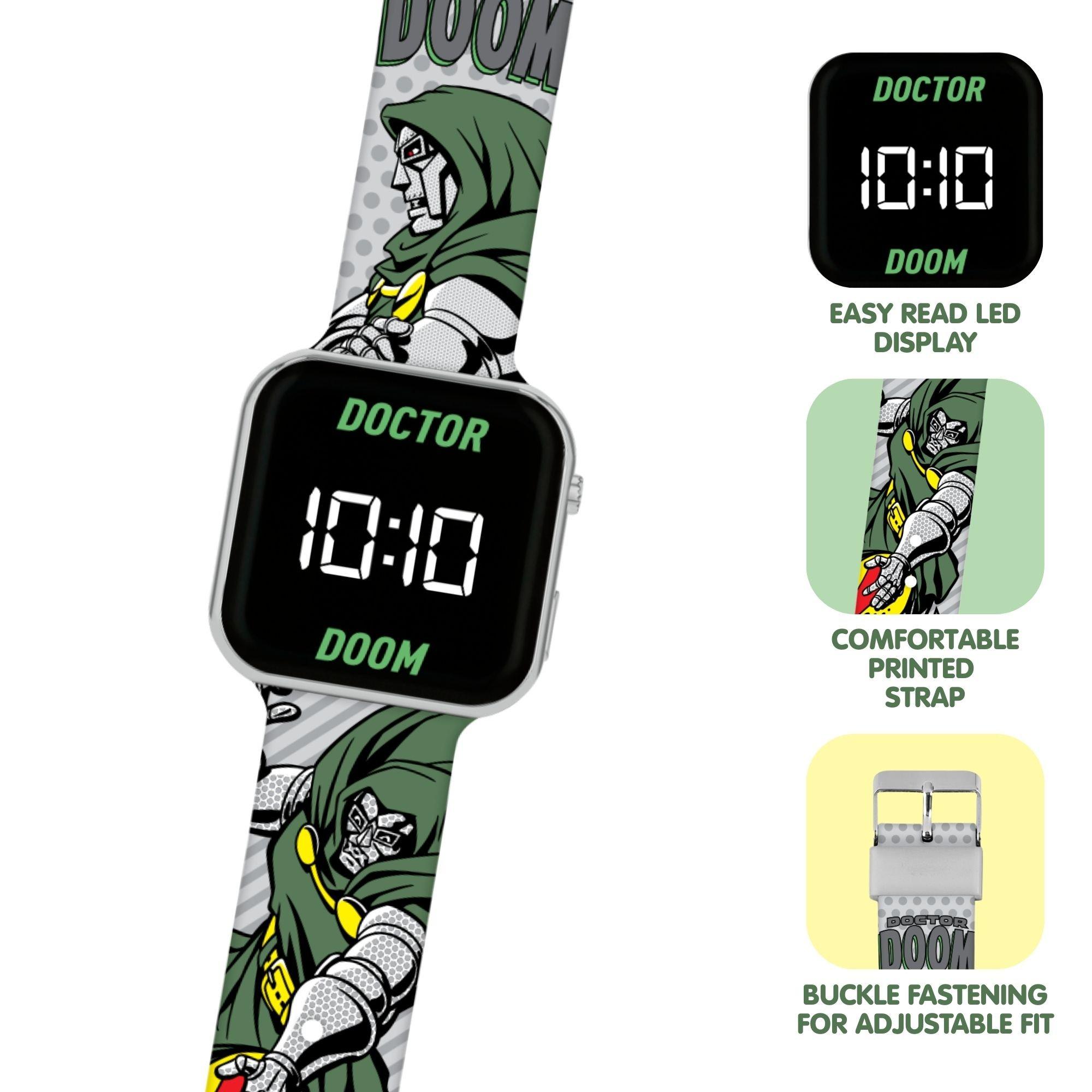 Grey - Marvel - Doctor Doom LED Silicone Strap Watch - 3