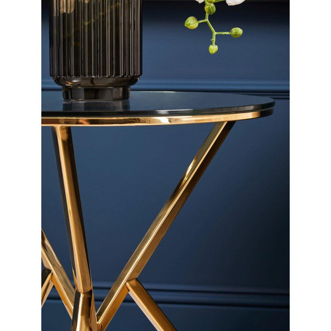 Gold - Interiors by Premier - Allure Corseted Round Champagne End Table - 2